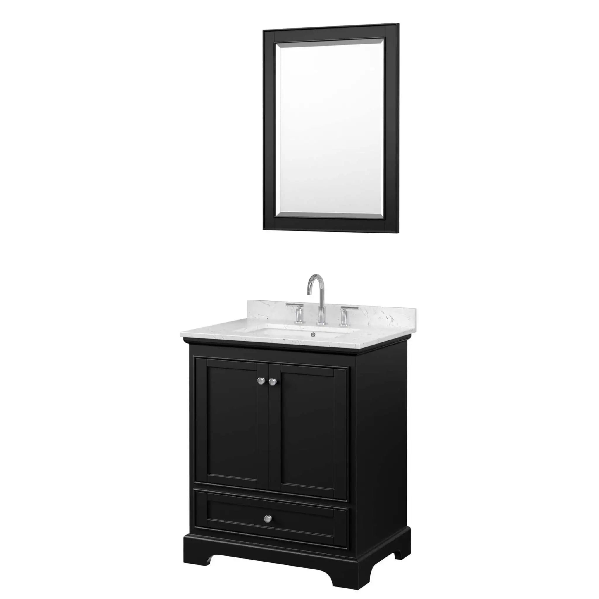 30" Deborah Single Bathroom Vanity in Dark Espresso with Polished Chrome Trim & 24" Mirror by Wyndham