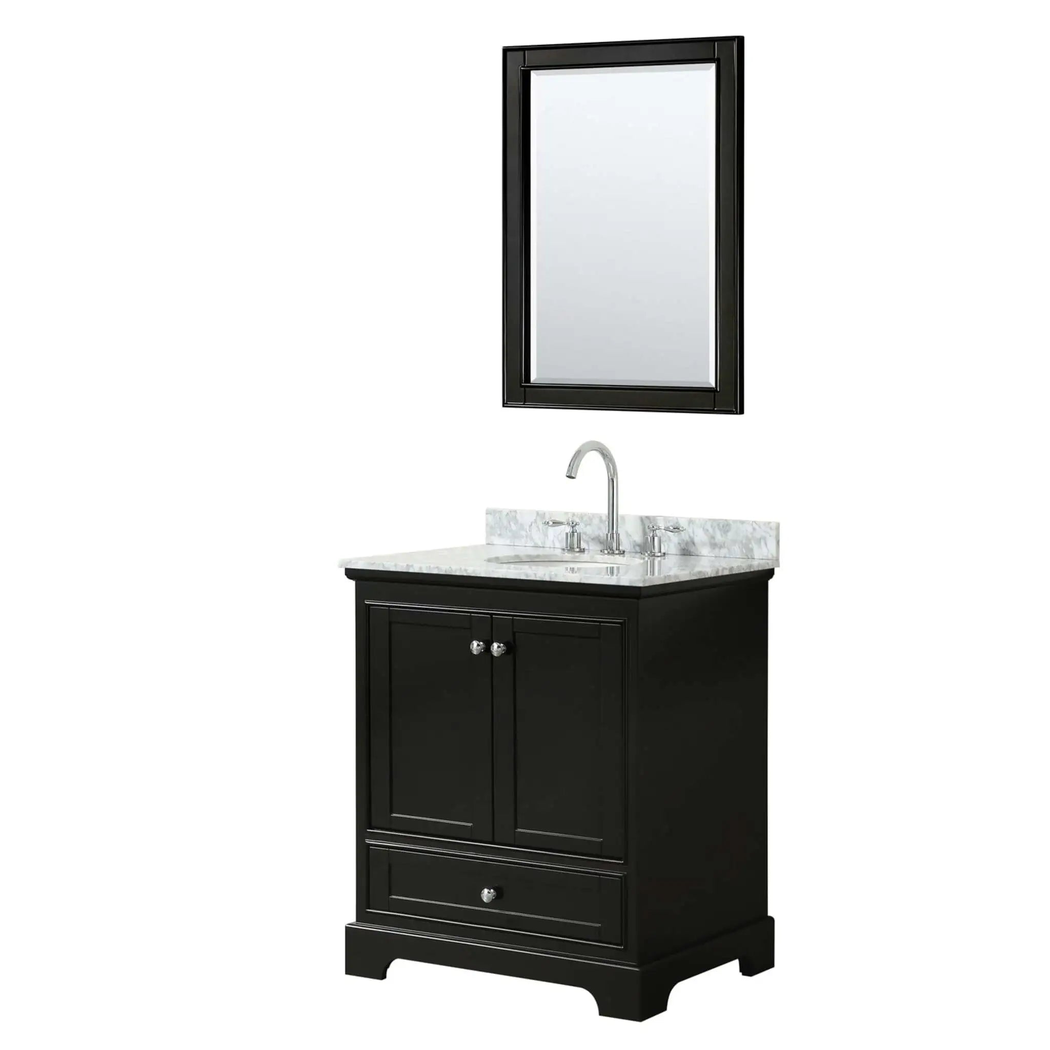 30" Deborah Single Bathroom Vanity in Dark Espresso with Polished Chrome Trim & 24" Mirror by Wyndham