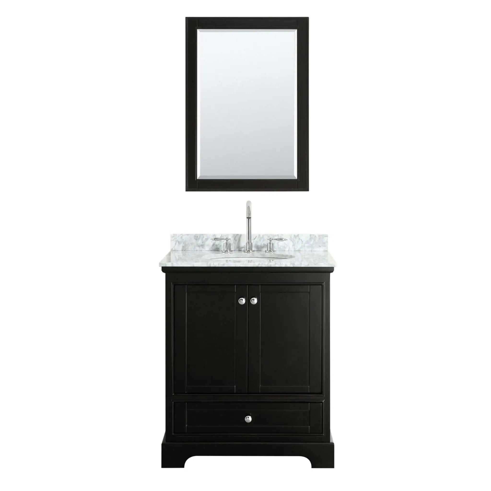 30" Deborah Single Bathroom Vanity in Dark Espresso with Polished Chrome Trim & 24" Mirror by Wyndham