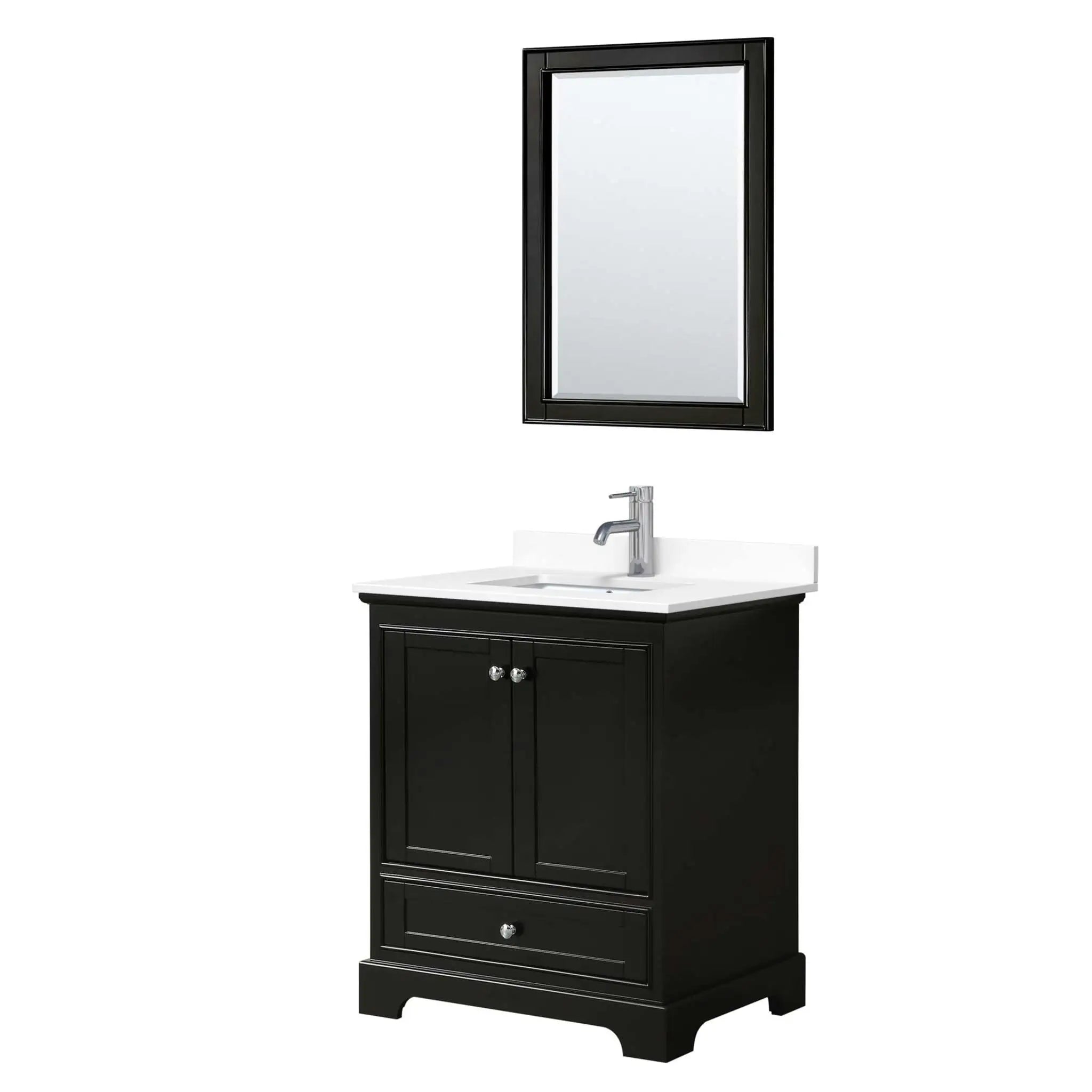 30" Deborah Single Bathroom Vanity in Dark Espresso with Polished Chrome Trim & 24" Mirror by Wyndham