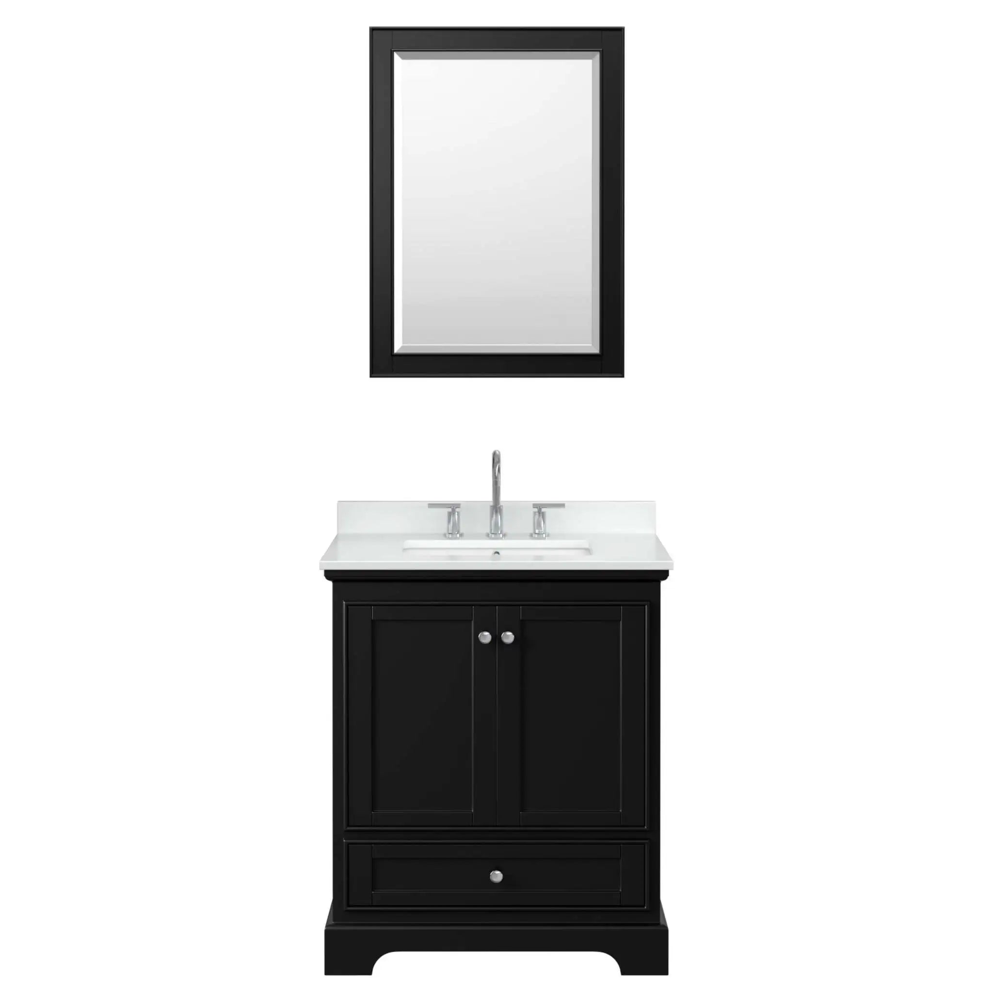 30" Deborah Single Bathroom Vanity in Dark Espresso with Polished Chrome Trim & 24" Mirror by Wyndham