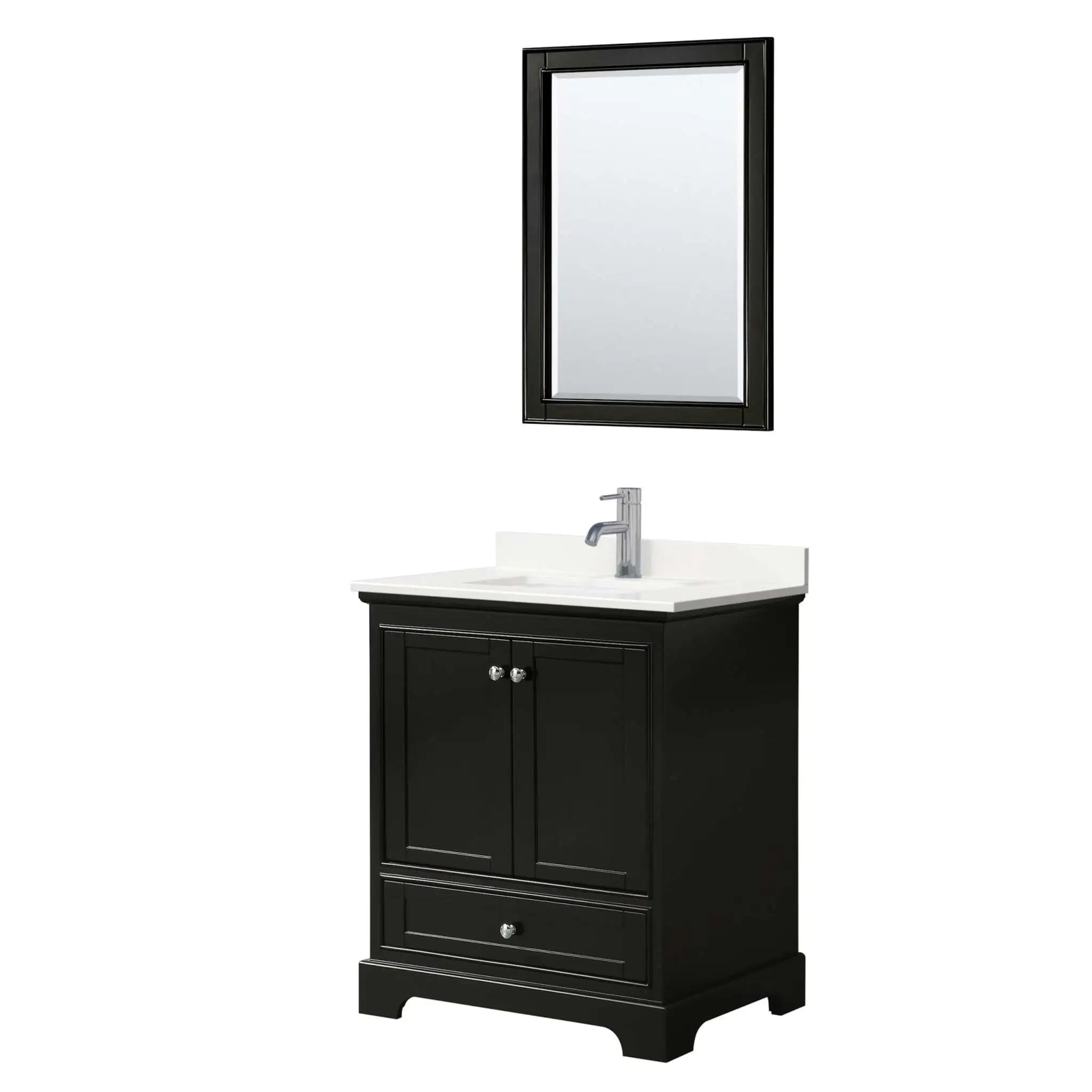 30" Deborah Single Bathroom Vanity in Dark Espresso with Polished Chrome Trim & 24" Mirror by Wyndham