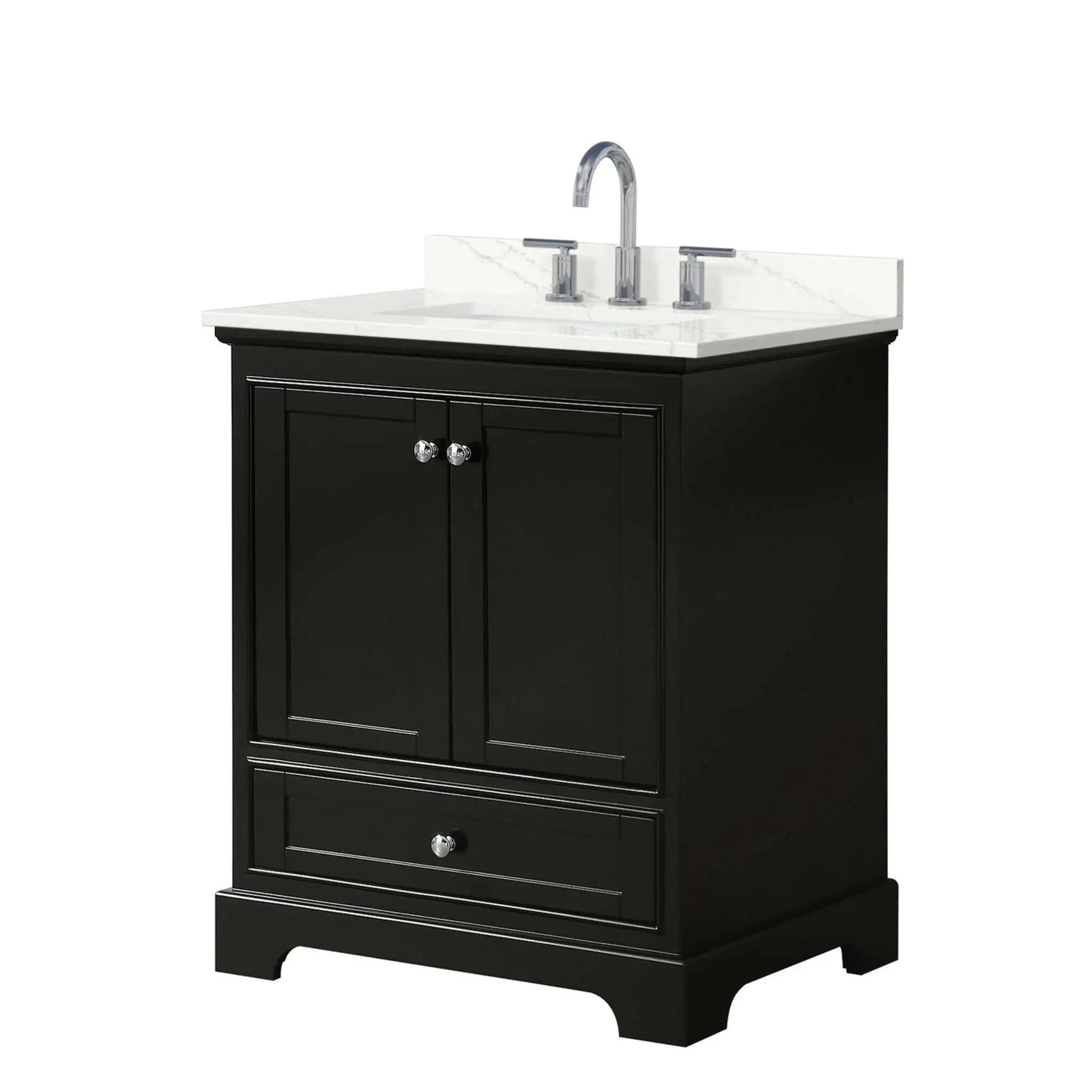 30" Deborah Single Bathroom Vanity in Dark Espresso with Polished Chrome Trim by Wyndham
