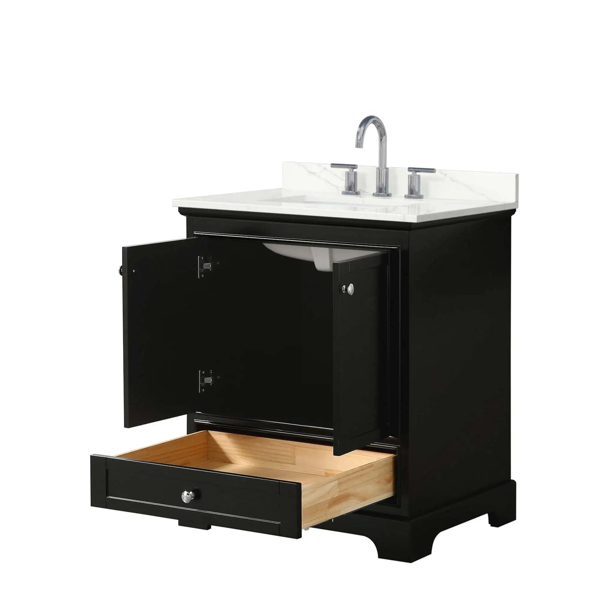 30" Deborah Single Bathroom Vanity in Dark Espresso with Polished Chrome Trim by Wyndham
