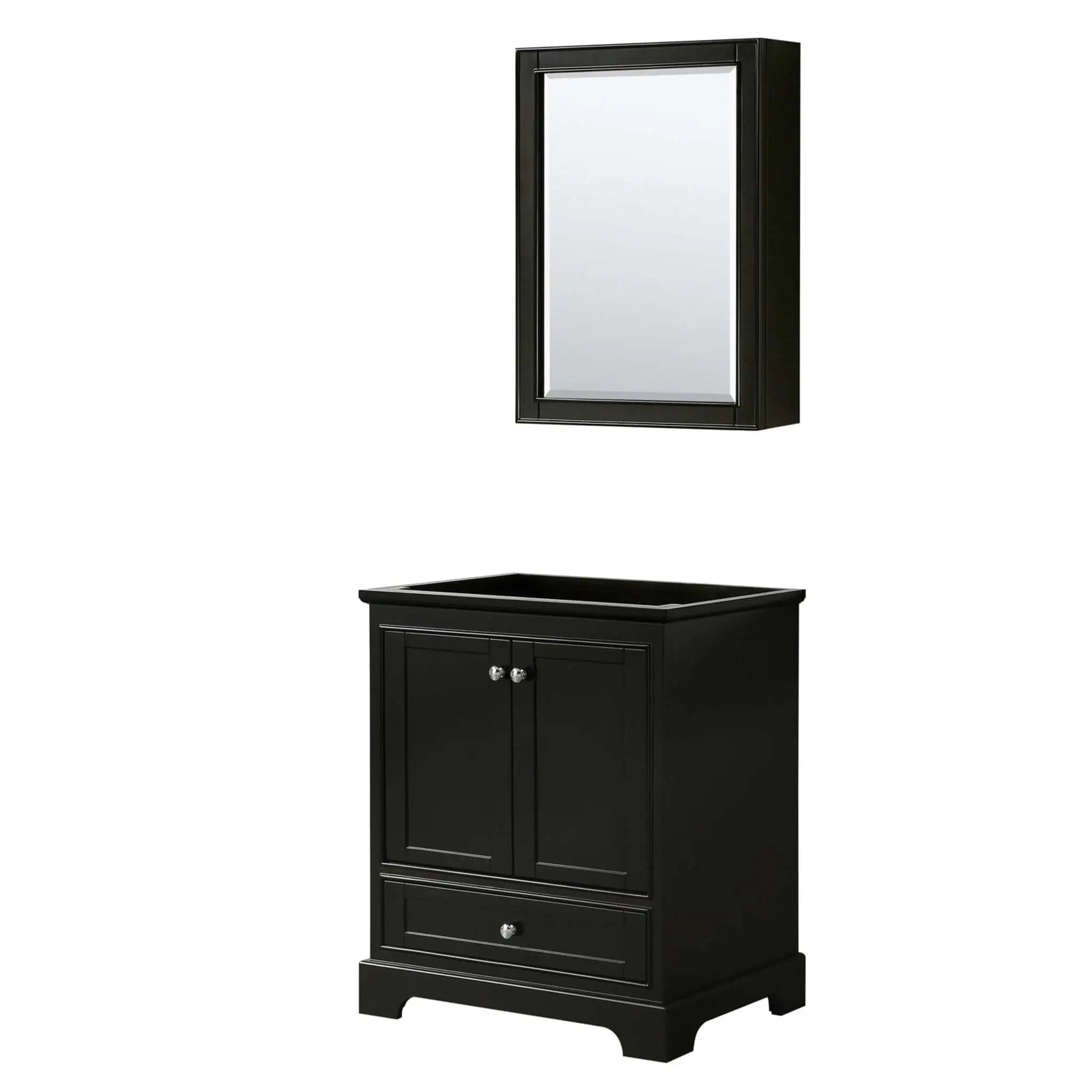30" Deborah Single Bathroom Vanity in Dark Espresso with Polished Chrome Trim & Medicine Cabinet by Wyndham