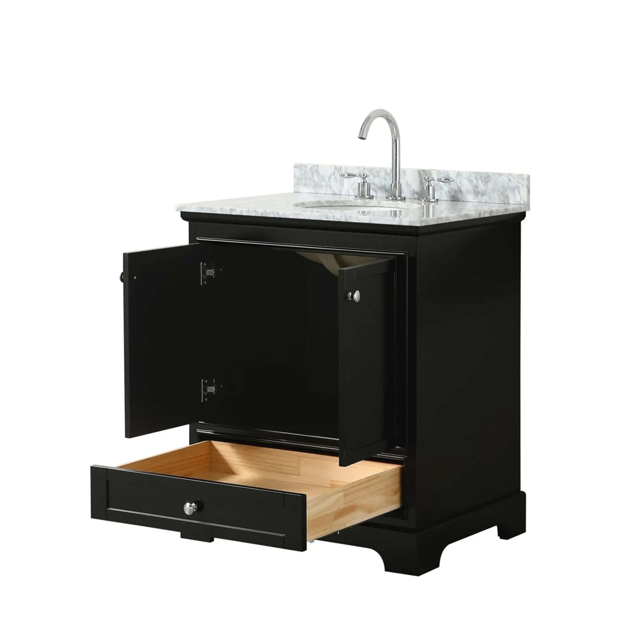 30" Deborah Single Bathroom Vanity in Dark Espresso with Polished Chrome Trim by Wyndham