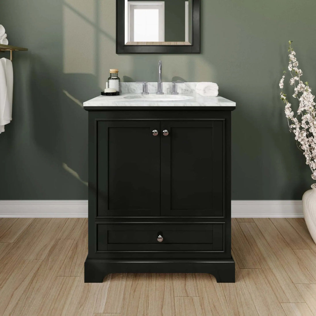 30" Deborah Single Bathroom Vanity in Dark Espresso with Polished Chrome Trim by Wyndham