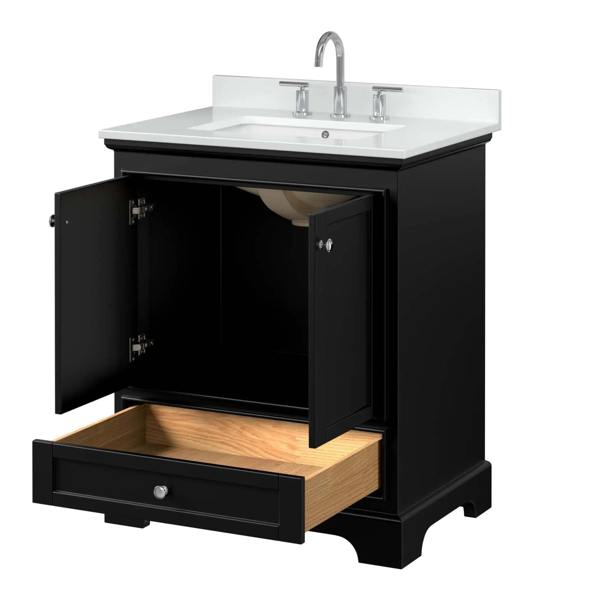 30" Deborah Single Bathroom Vanity in Dark Espresso with Polished Chrome Trim by Wyndham