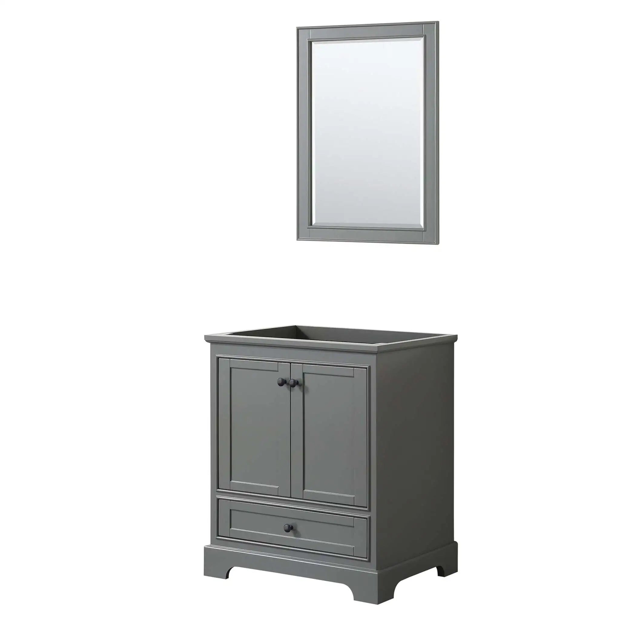30" Deborah Single Bathroom Vanity in Dark Gray with Matte Black Trim & 24" Mirror by Wyndham
