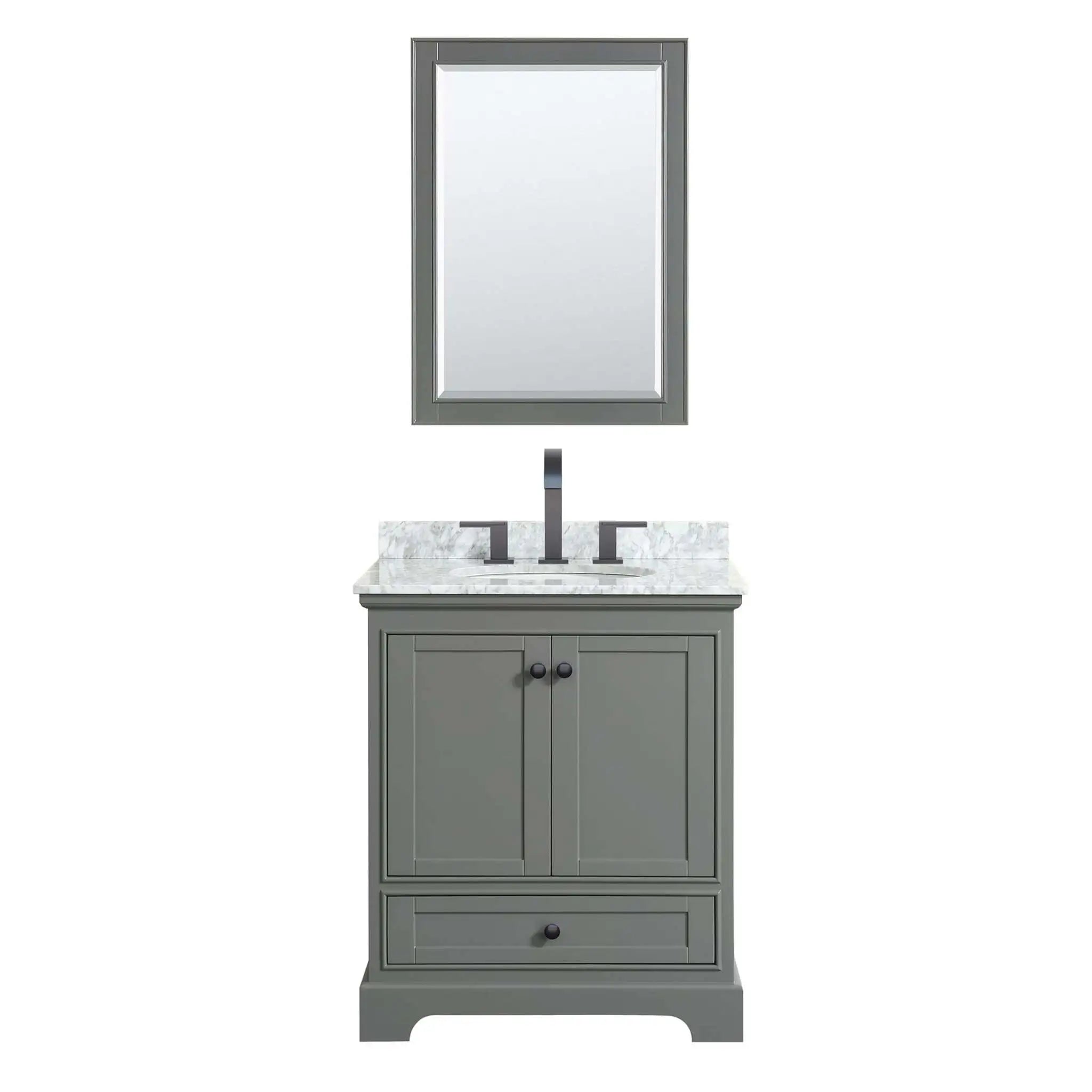 30" Deborah Single Bathroom Vanity in Dark Gray with Matte Black Trim & 24" Mirror by Wyndham