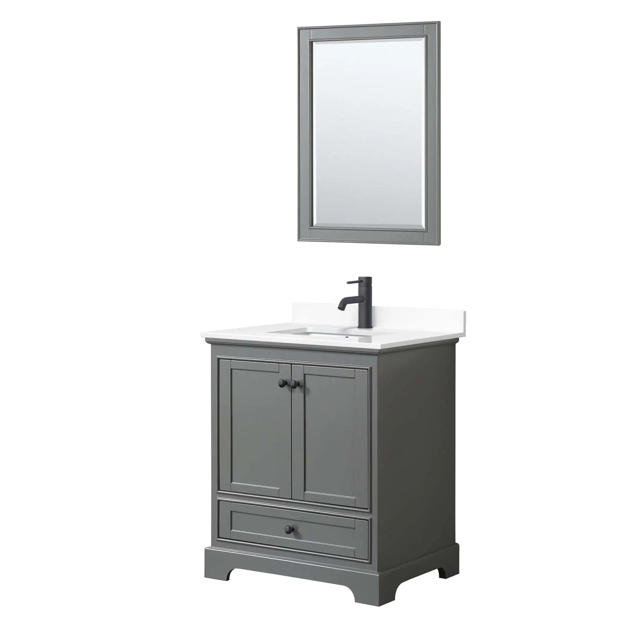 30" Deborah Single Bathroom Vanity in Dark Gray with Matte Black Trim & 24" Mirror by Wyndham