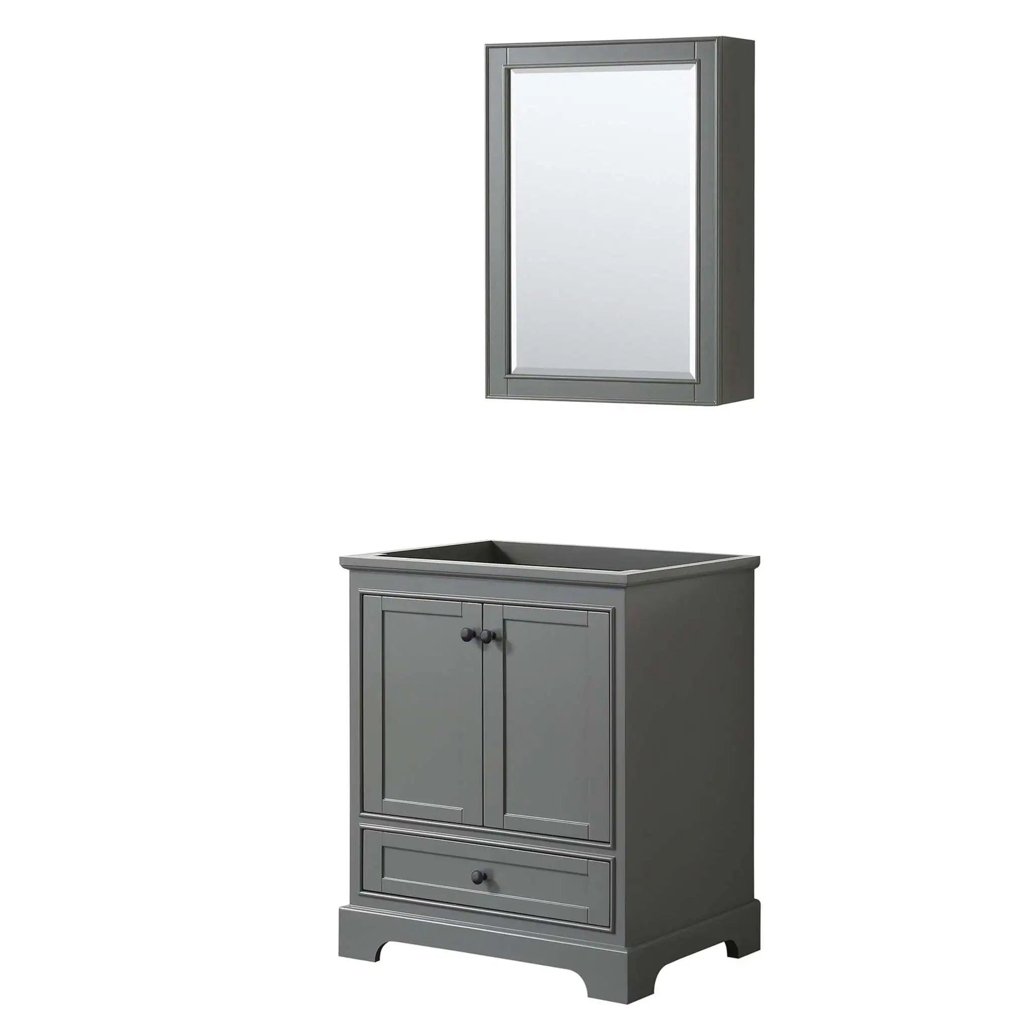 30" Deborah Single Bathroom Vanity in Dark Gray with Matte Black Trim & Medicine Cabinet by Wyndham