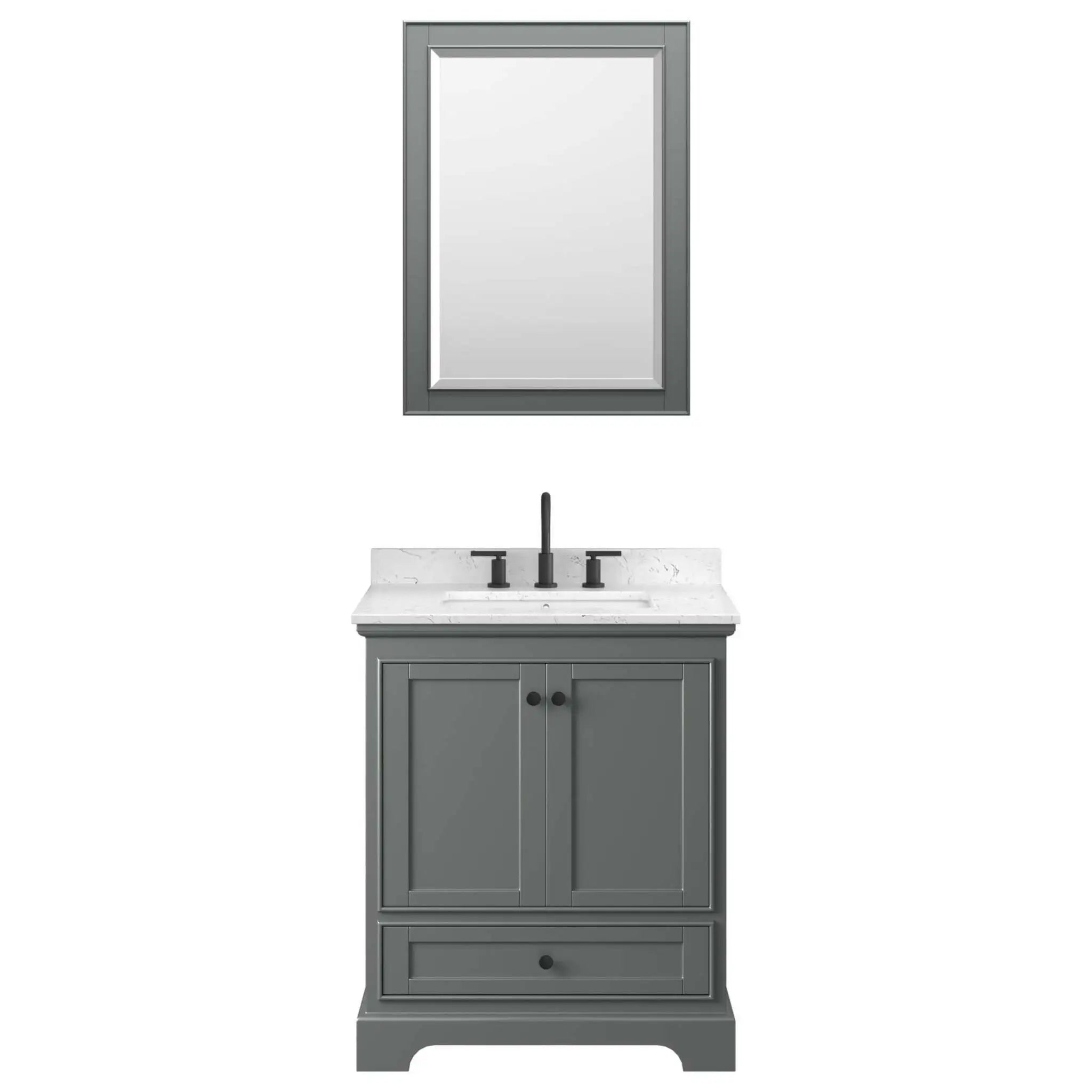 30" Deborah Single Bathroom Vanity in Dark Gray with Matte Black Trim & Medicine Cabinet by Wyndham