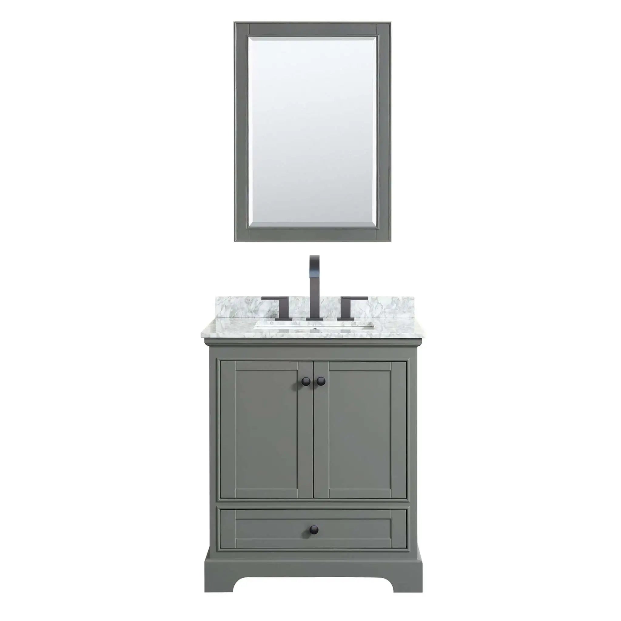 30" Deborah Single Bathroom Vanity in Dark Gray with Matte Black Trim & Medicine Cabinet by Wyndham
