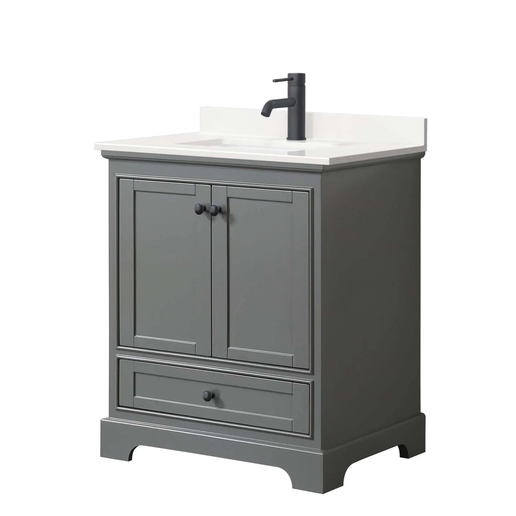 30" Deborah Single Bathroom Vanity in Dark Gray with Matte Black Trim by Wyndham