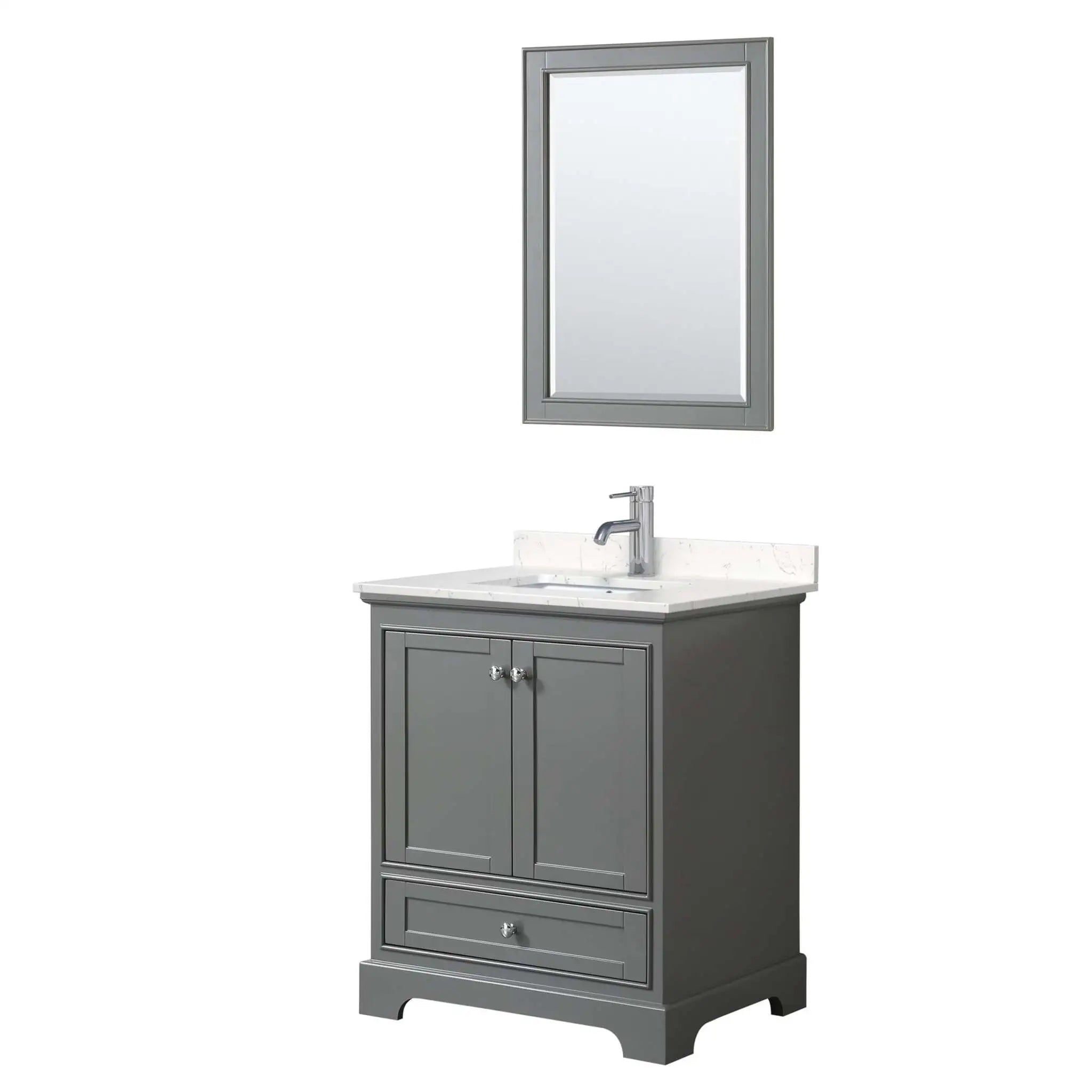 30" Deborah Single Bathroom Vanity in Dark Gray with Polished Chrome Trim & 24" Mirror by Wyndham