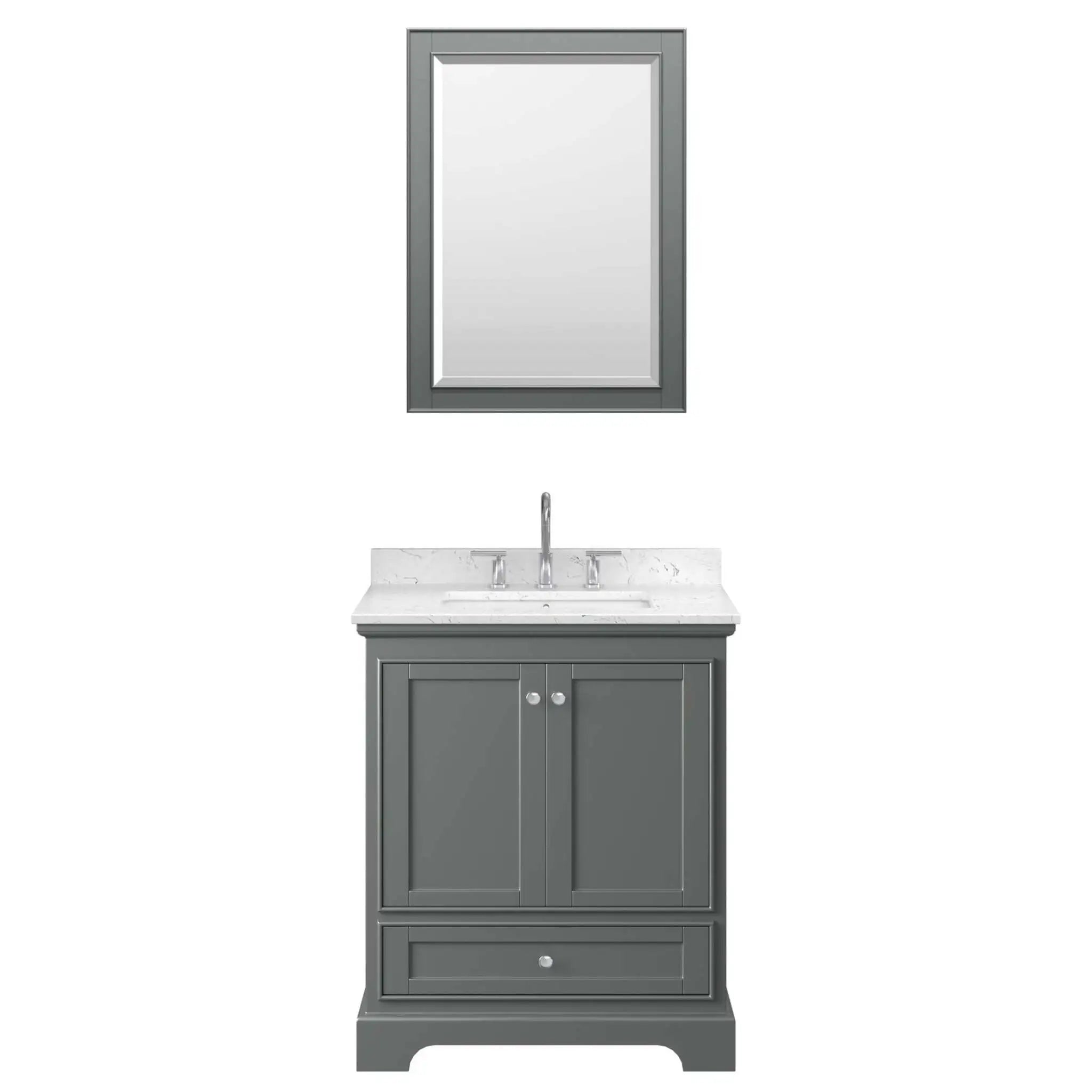 30" Deborah Single Bathroom Vanity in Dark Gray with Polished Chrome Trim & 24" Mirror by Wyndham