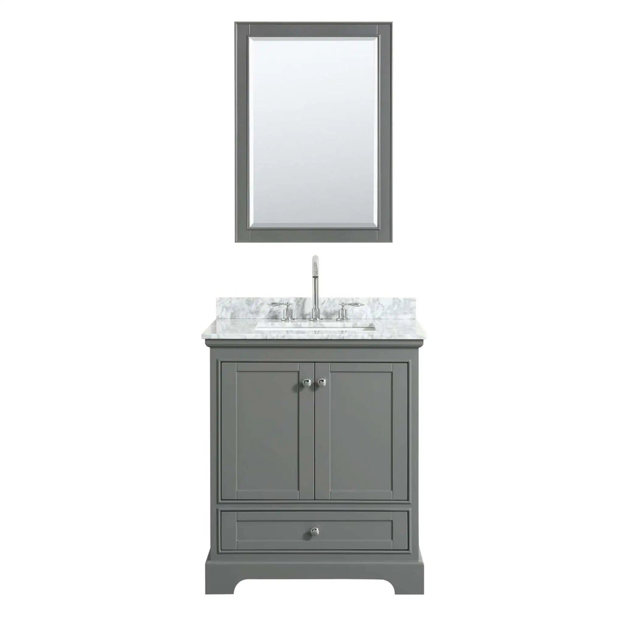 30" Deborah Single Bathroom Vanity in Dark Gray with Polished Chrome Trim & 24" Mirror by Wyndham