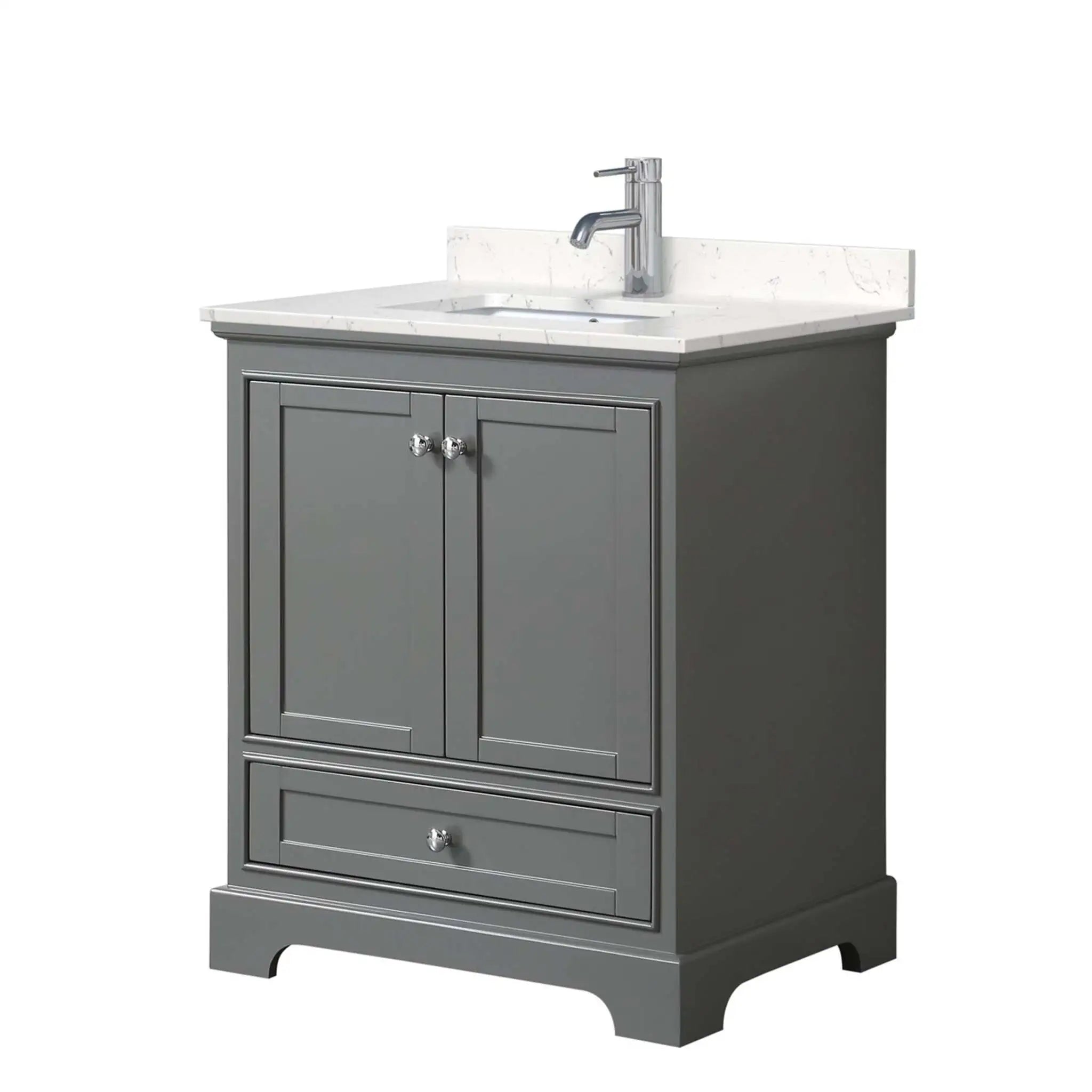 30" Deborah Single Bathroom Vanity in Dark Gray with Polished Chrome Trim by Wyndham