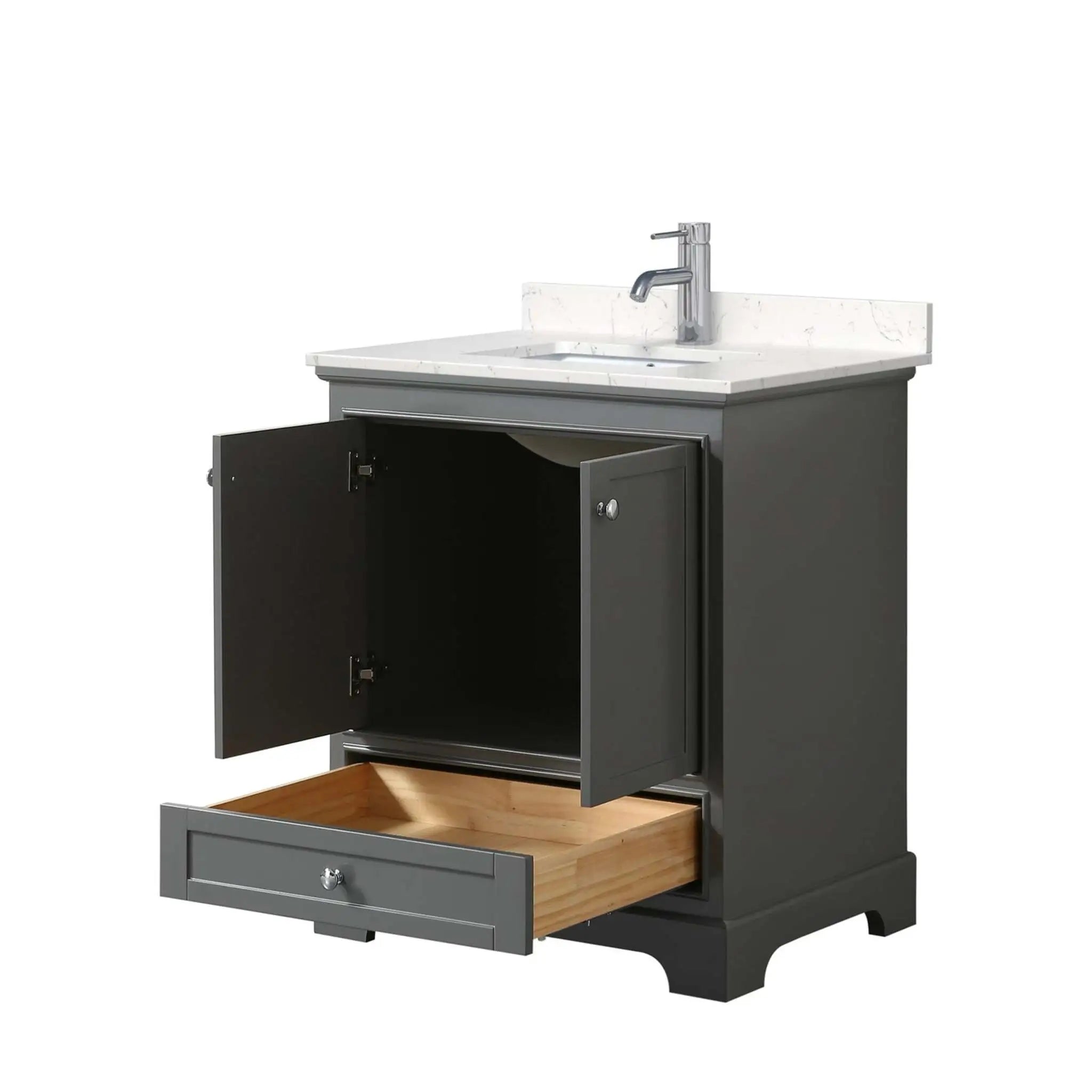 30" Deborah Single Bathroom Vanity in Dark Gray with Polished Chrome Trim by Wyndham