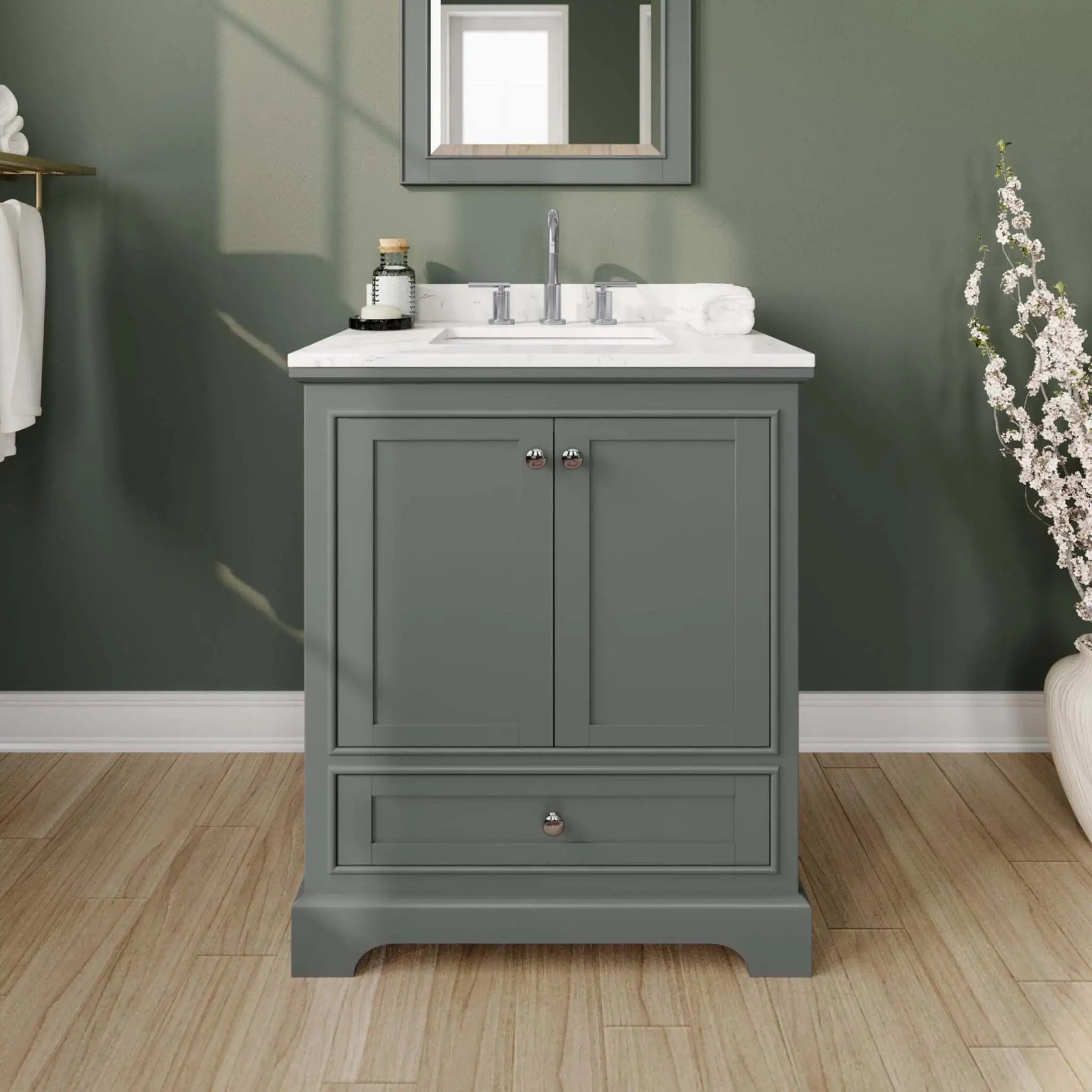 30" Deborah Single Bathroom Vanity in Dark Gray with Polished Chrome Trim by Wyndham