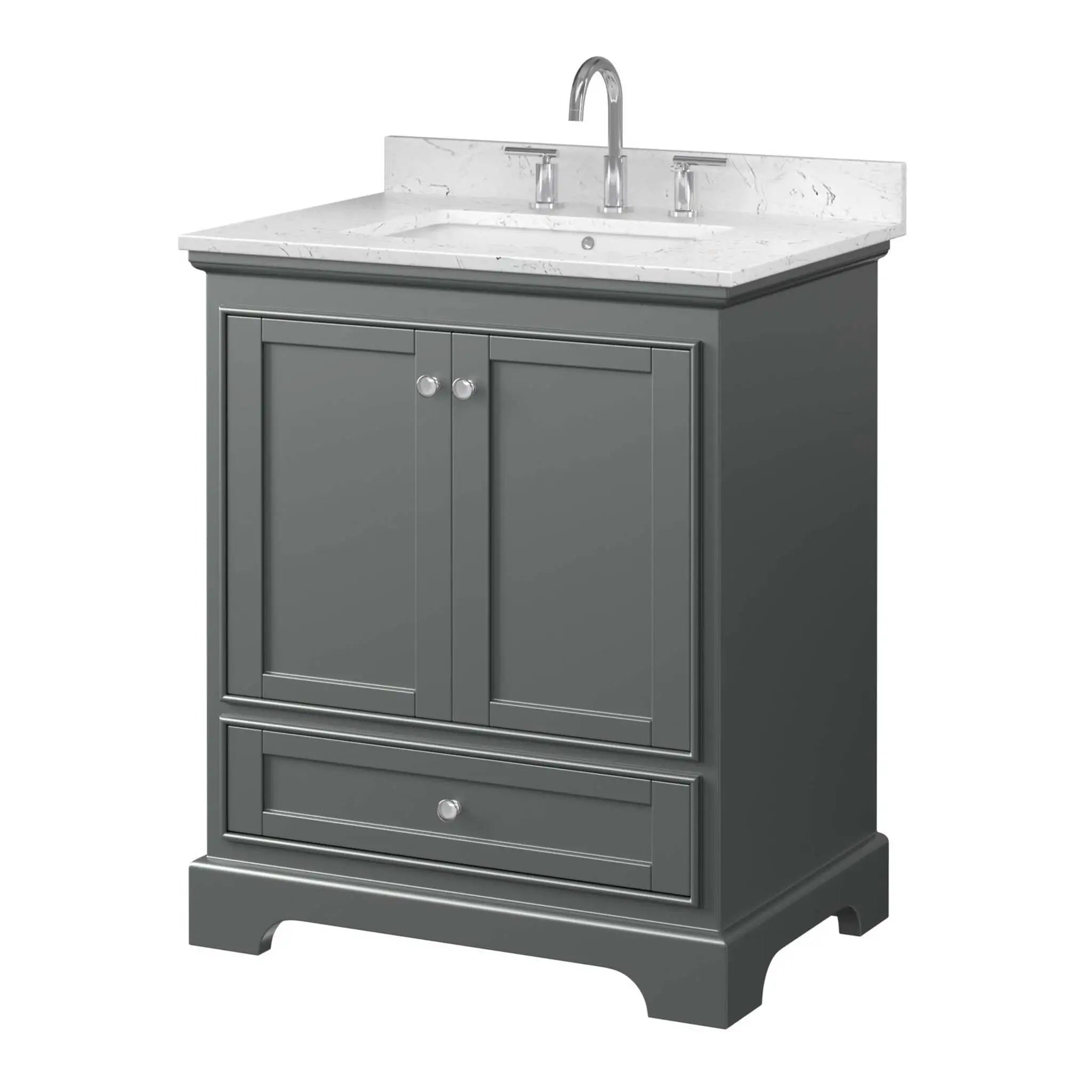 30" Deborah Single Bathroom Vanity in Dark Gray with Polished Chrome Trim by Wyndham