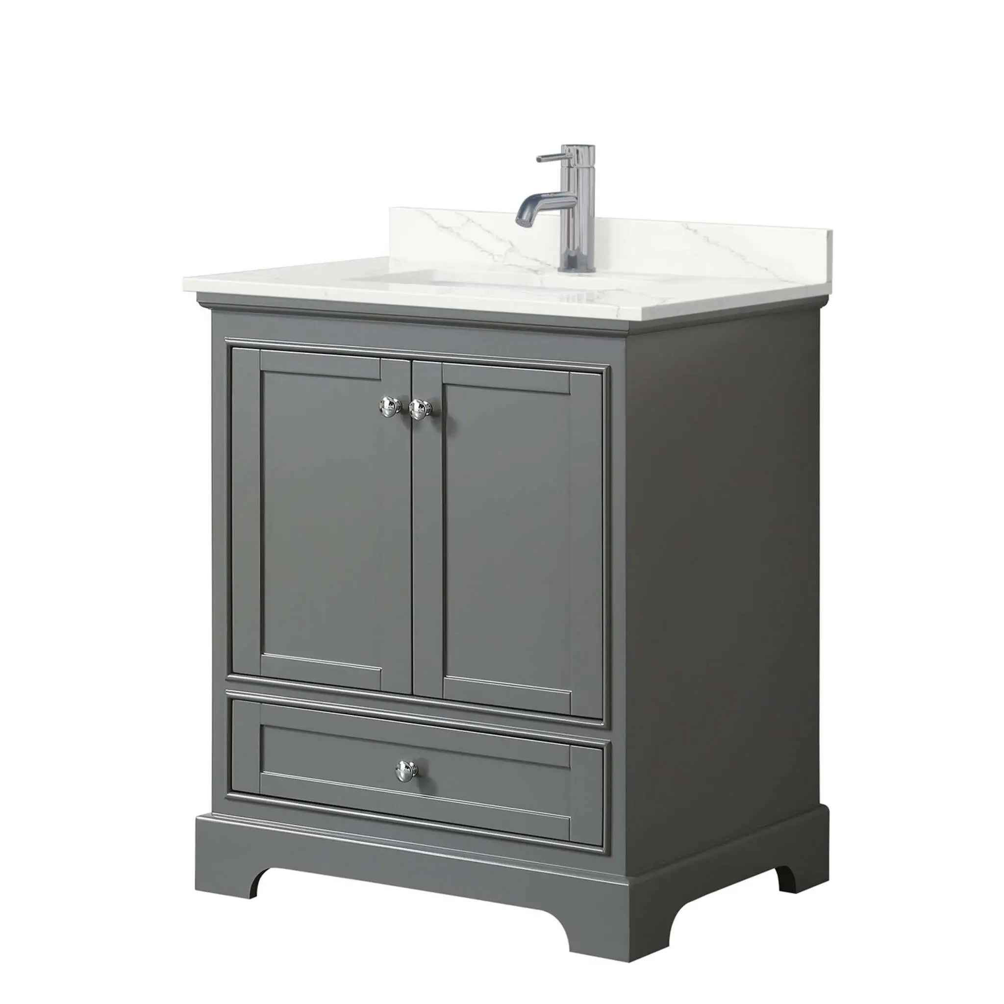 30" Deborah Single Bathroom Vanity in Dark Gray with Polished Chrome Trim by Wyndham