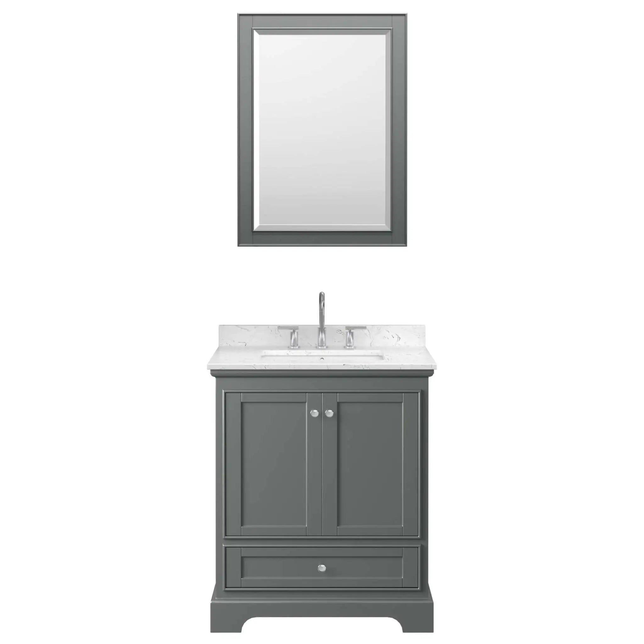 30" Deborah Single Bathroom Vanity in Dark Gray with Polished Chrome Trim & Medicine Cabinet by Wyndham