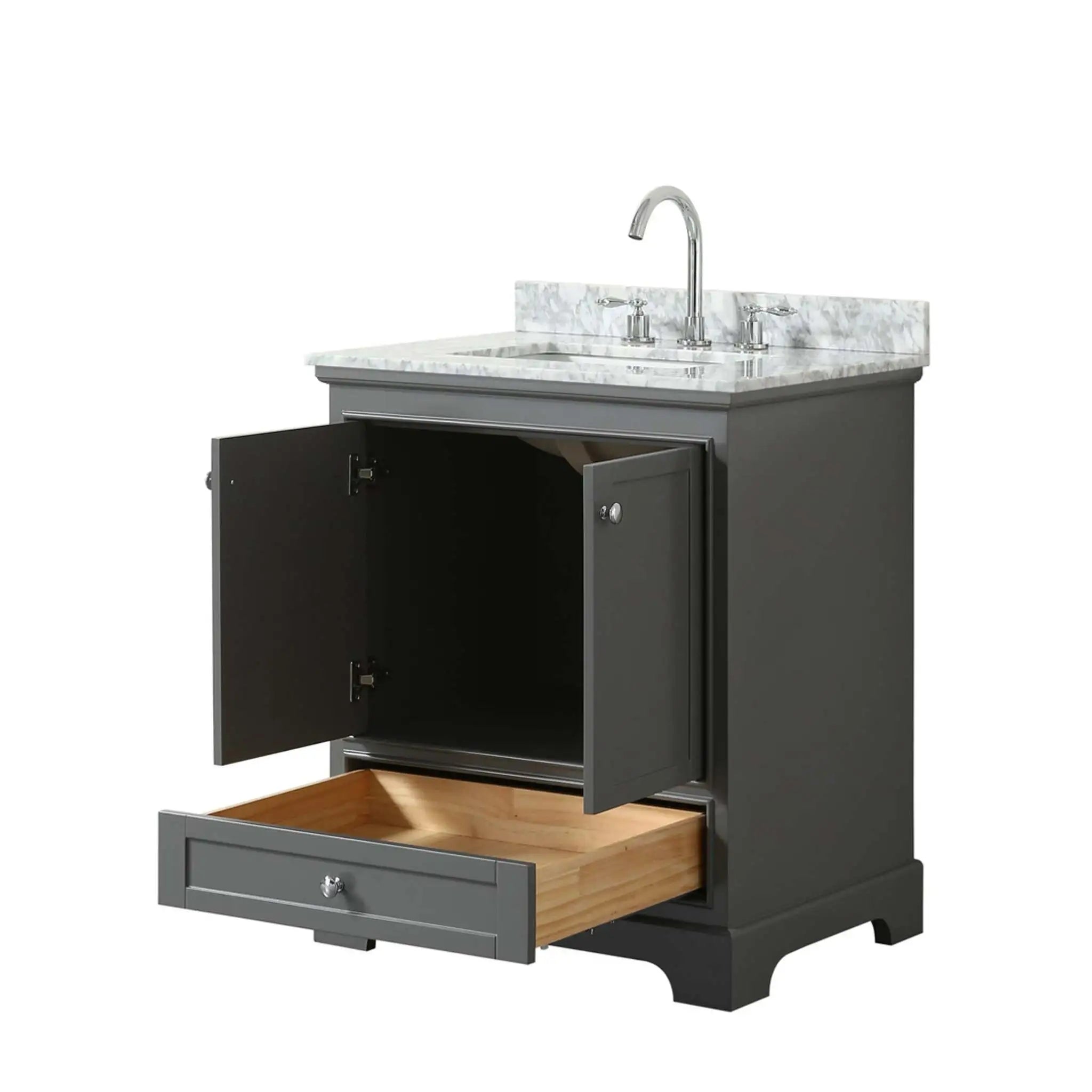 30" Deborah Single Bathroom Vanity in Dark Gray with Polished Chrome Trim by Wyndham