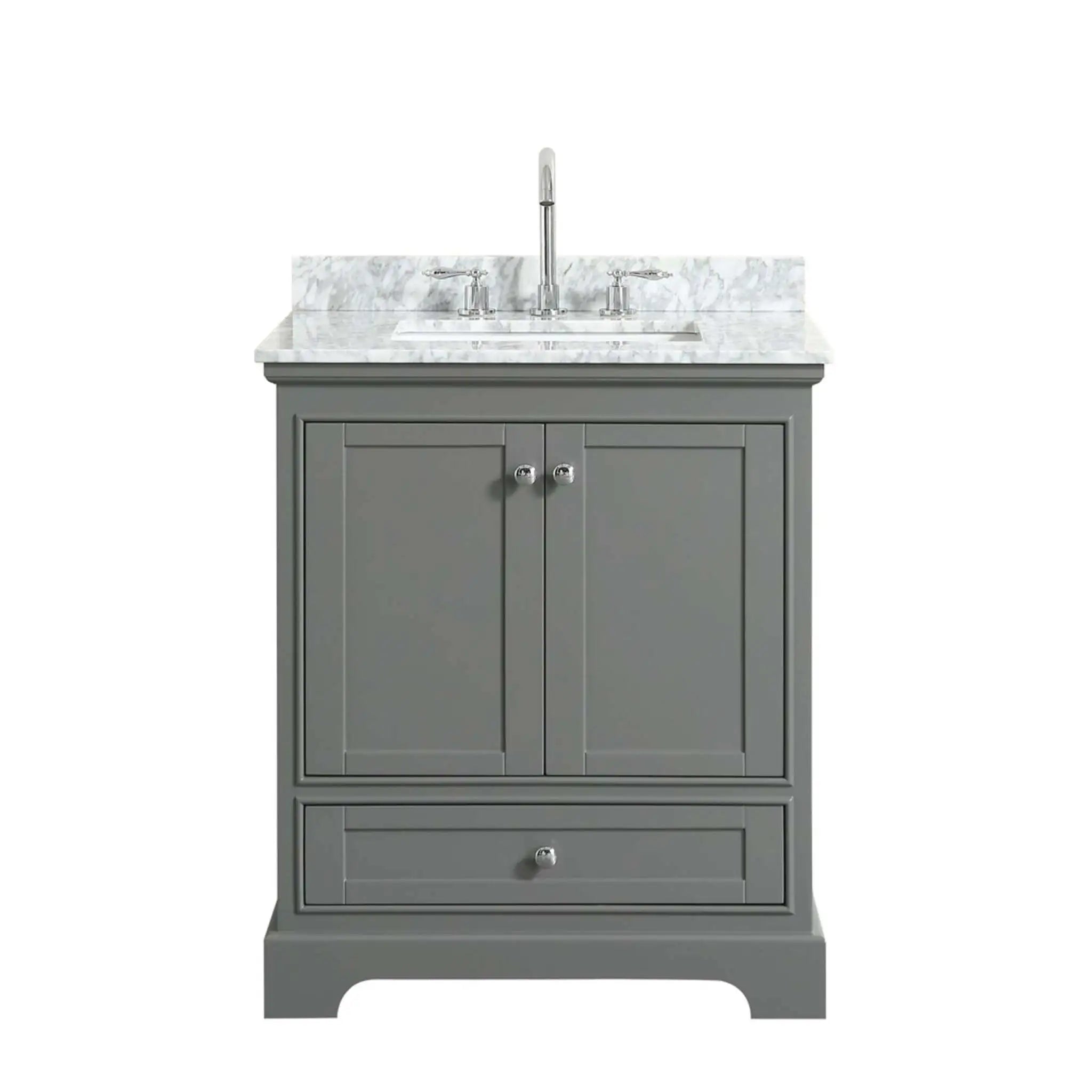 30" Deborah Single Bathroom Vanity in Dark Gray with Polished Chrome Trim by Wyndham