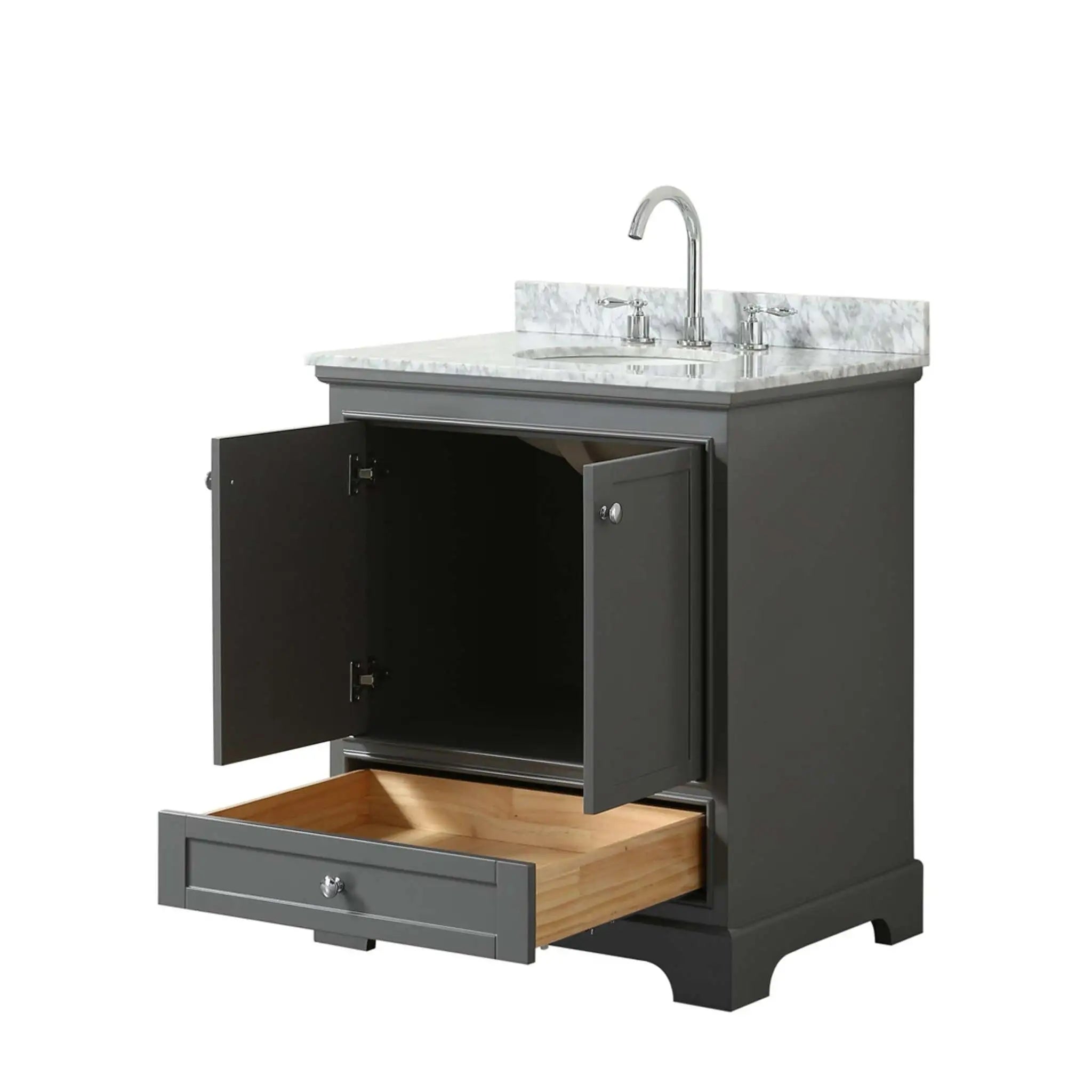 30" Deborah Single Bathroom Vanity in Dark Gray with Polished Chrome Trim by Wyndham