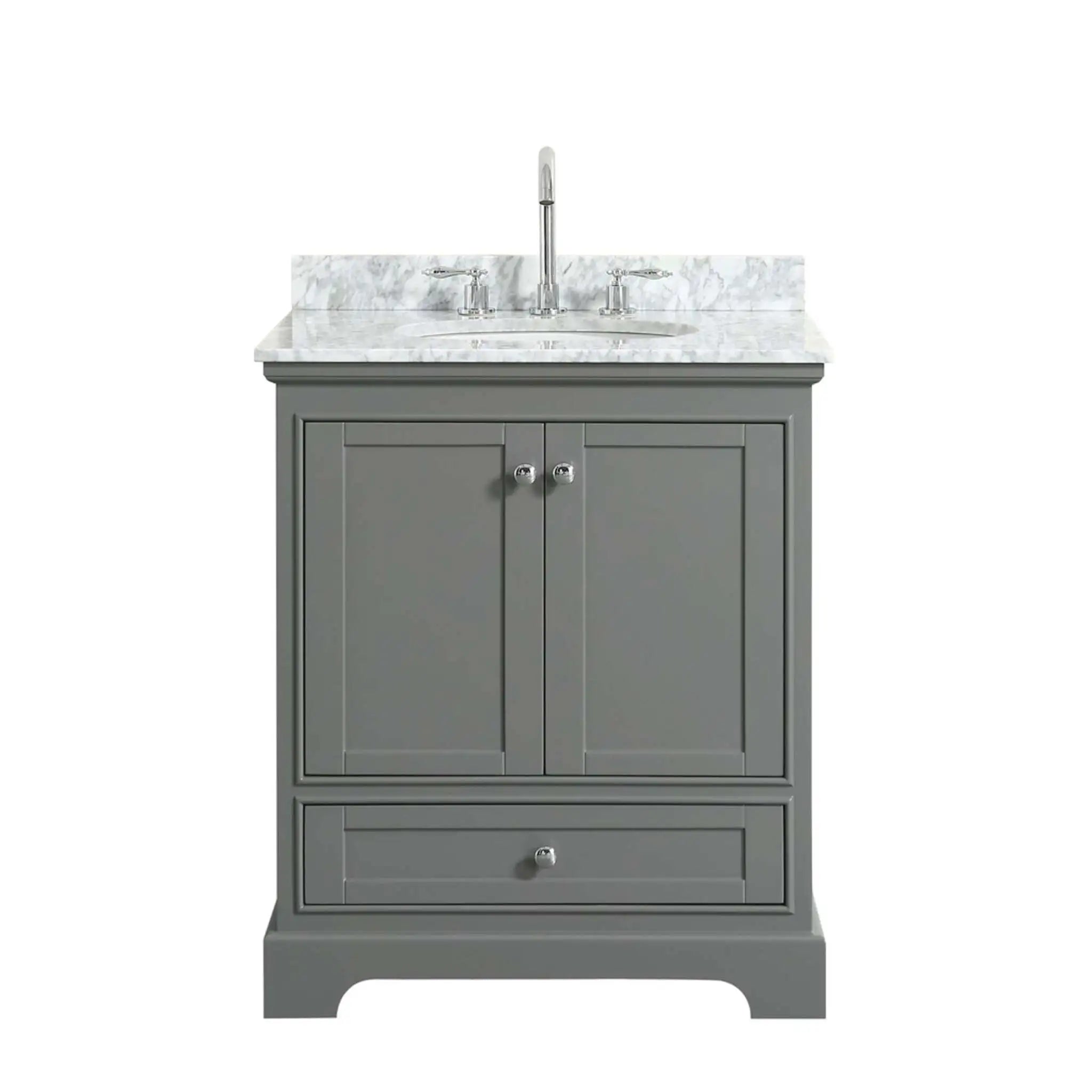 30" Deborah Single Bathroom Vanity in Dark Gray with Polished Chrome Trim by Wyndham