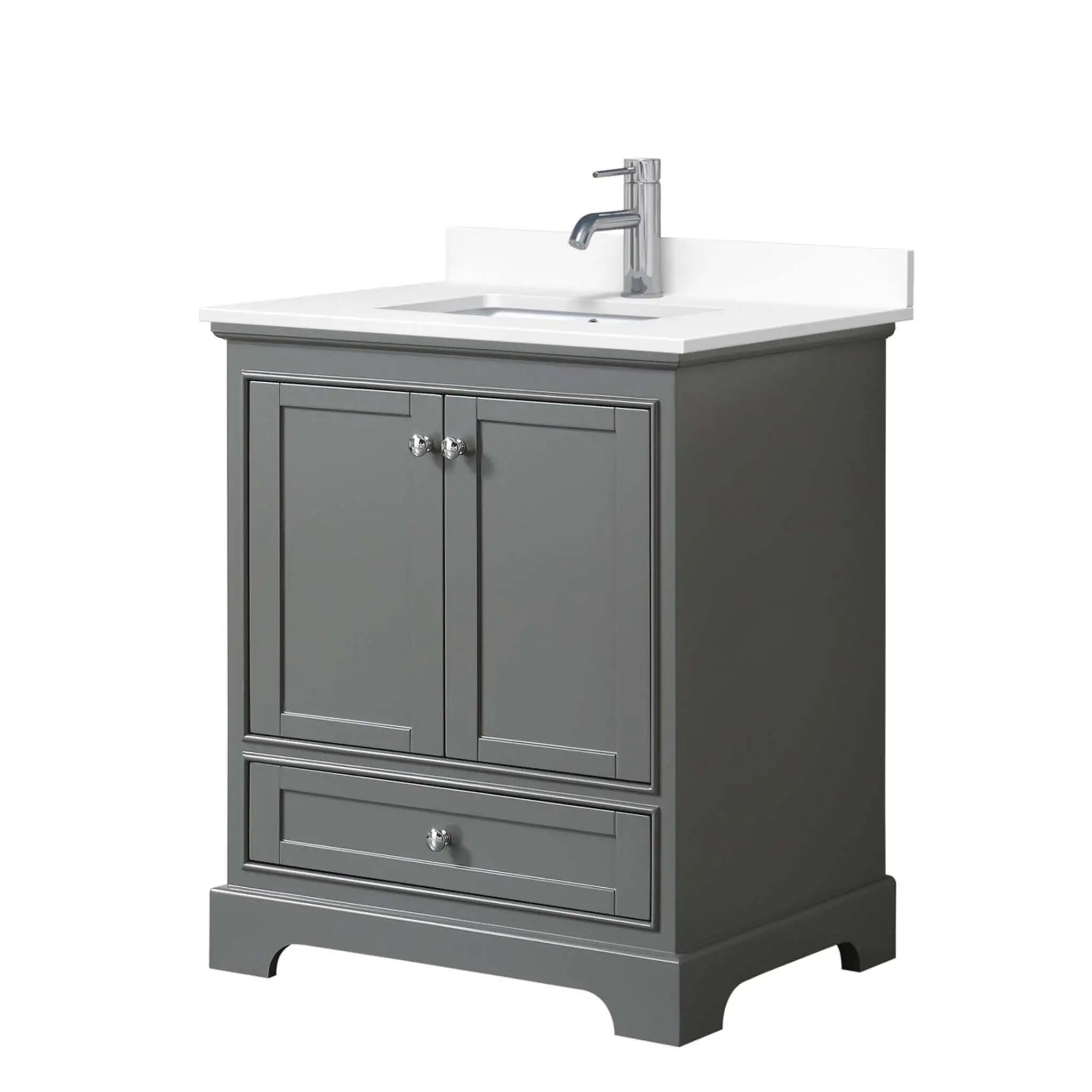 30" Deborah Single Bathroom Vanity in Dark Gray with Polished Chrome Trim by Wyndham