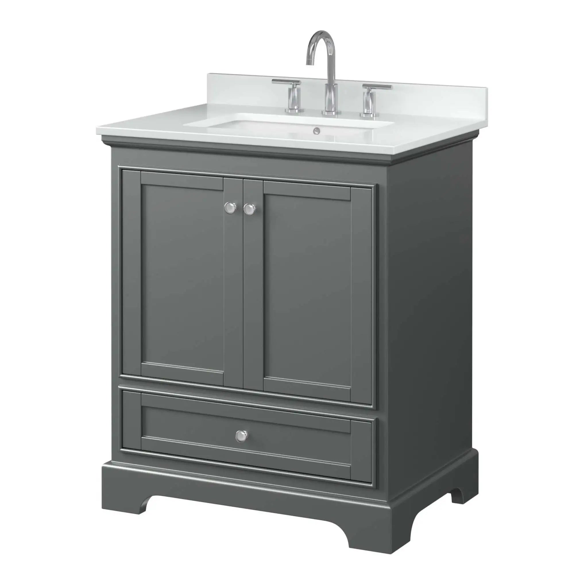 30" Deborah Single Bathroom Vanity in Dark Gray with Polished Chrome Trim by Wyndham
