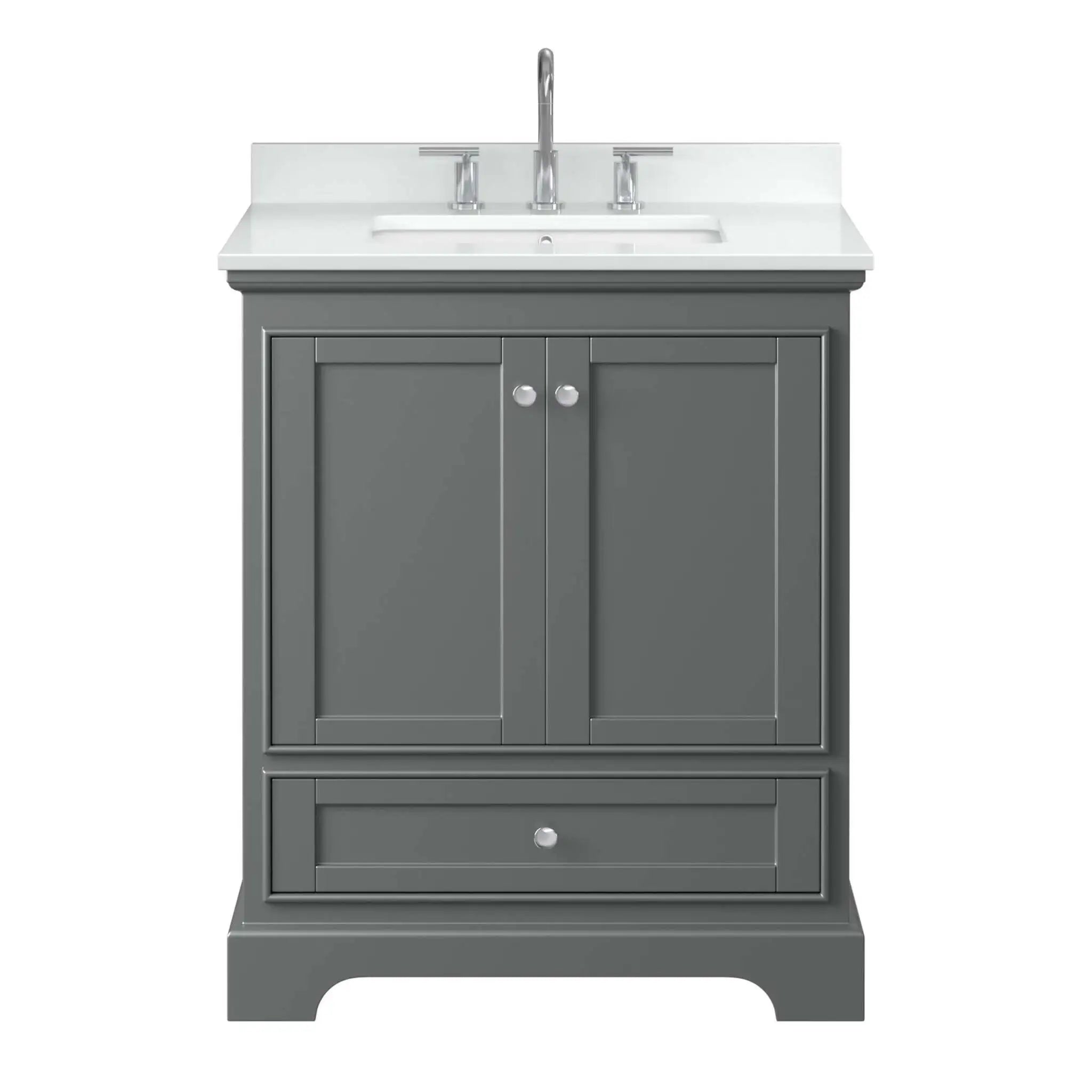 30" Deborah Single Bathroom Vanity in Dark Gray with Polished Chrome Trim by Wyndham