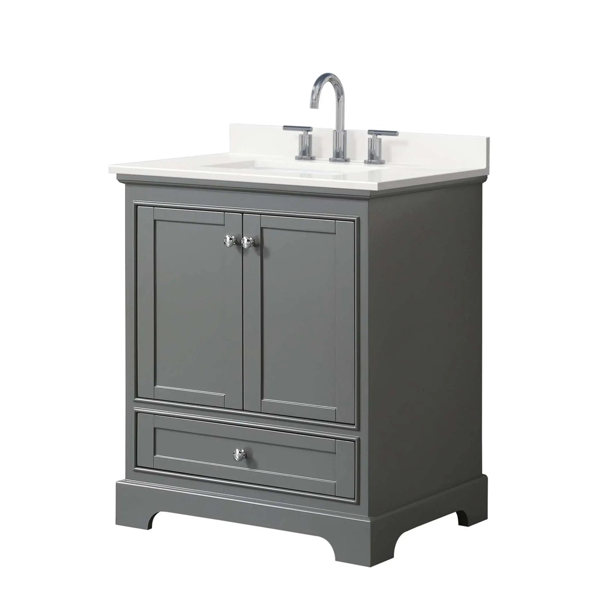 30" Deborah Single Bathroom Vanity in Dark Gray with Polished Chrome Trim by Wyndham