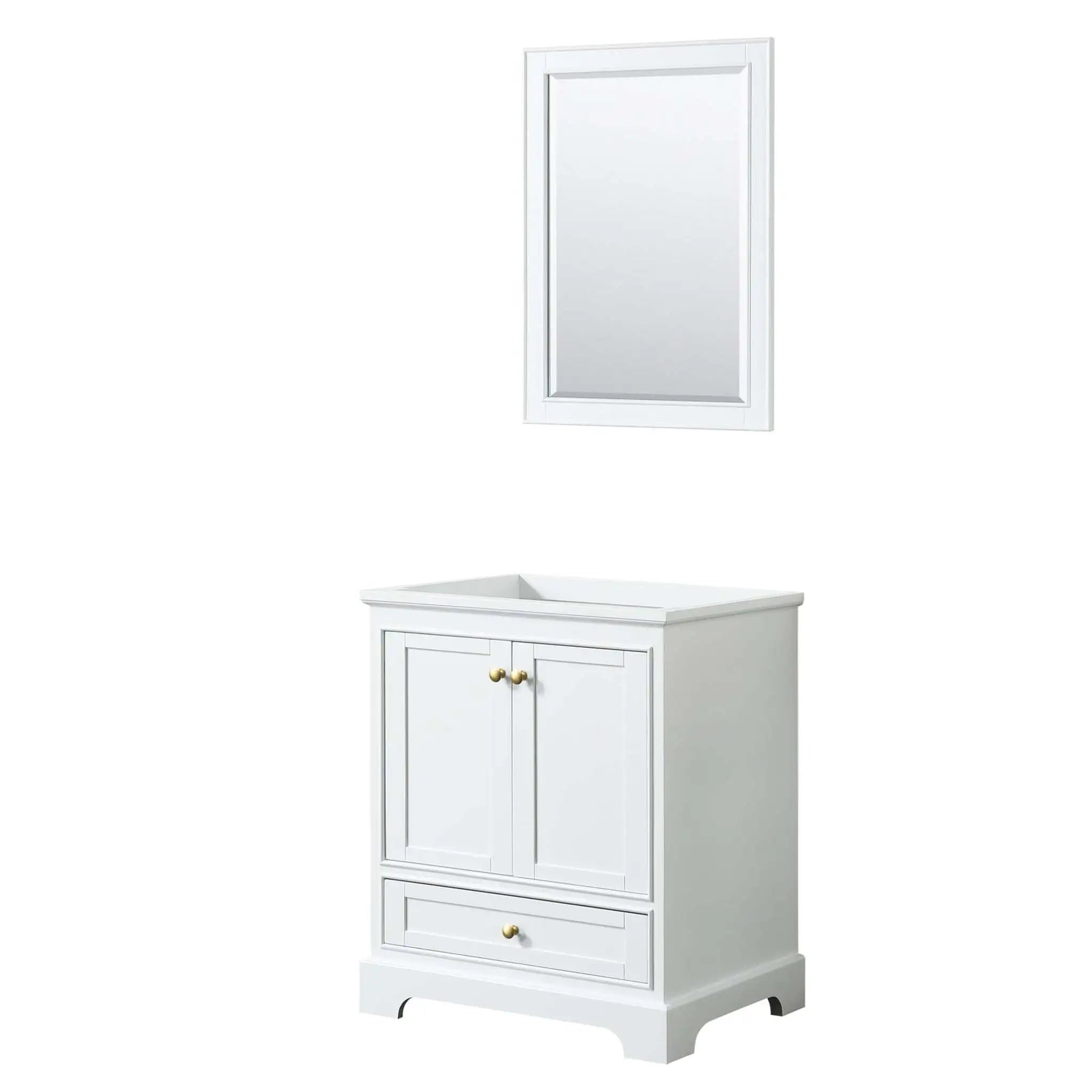 30" Deborah Single Bathroom Vanity in White with Brushed Gold Trim & 24" Mirror by Wyndham