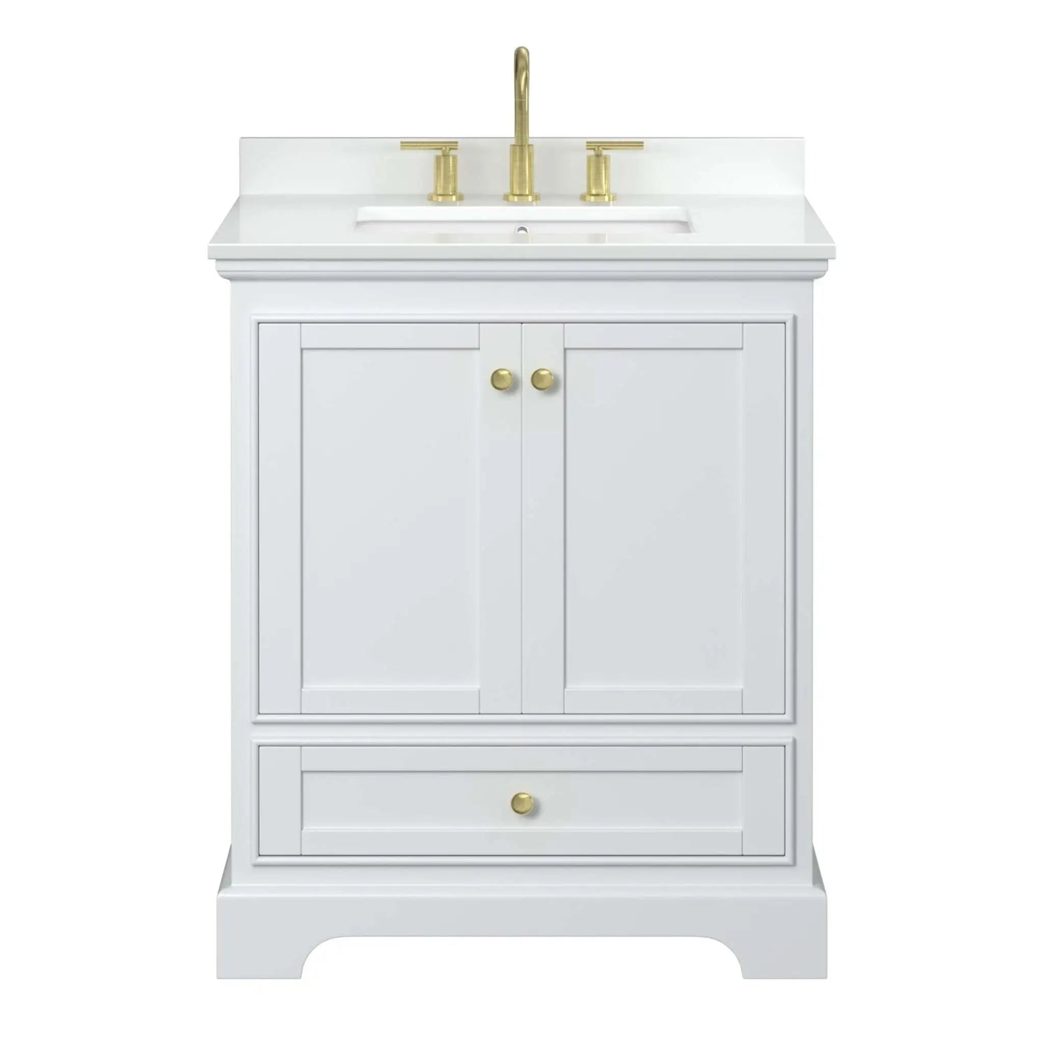 30" Deborah Single Bathroom Vanity in White with Brushed Gold Trim by Wyndham