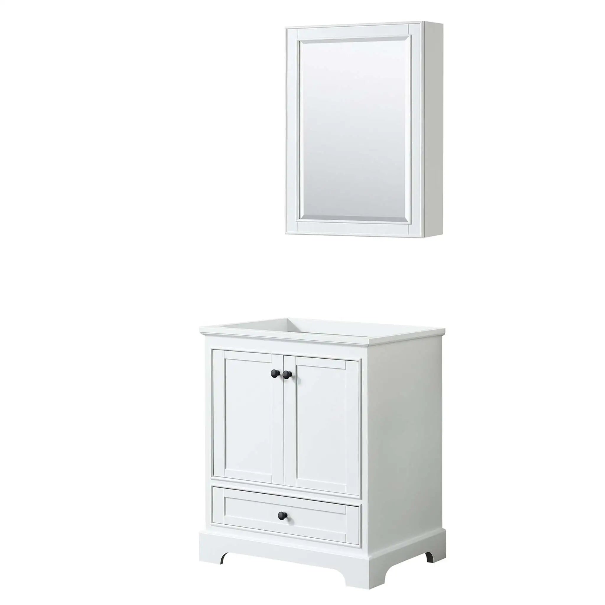 30" Deborah Single Bathroom Vanity in White with Matte Black Trim & Medicine Cabinet by Wyndham