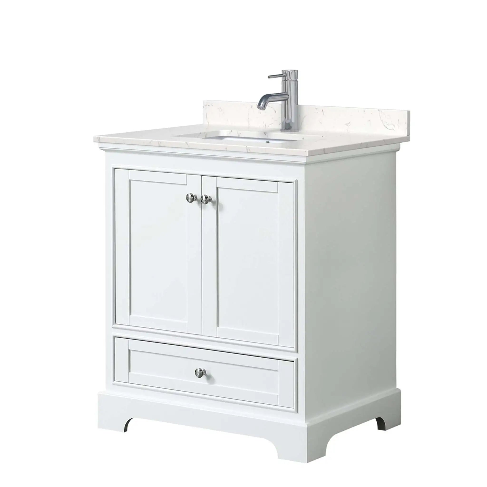 30" Deborah Single Bathroom Vanity in White with Polished Chrome Trim by Wyndham