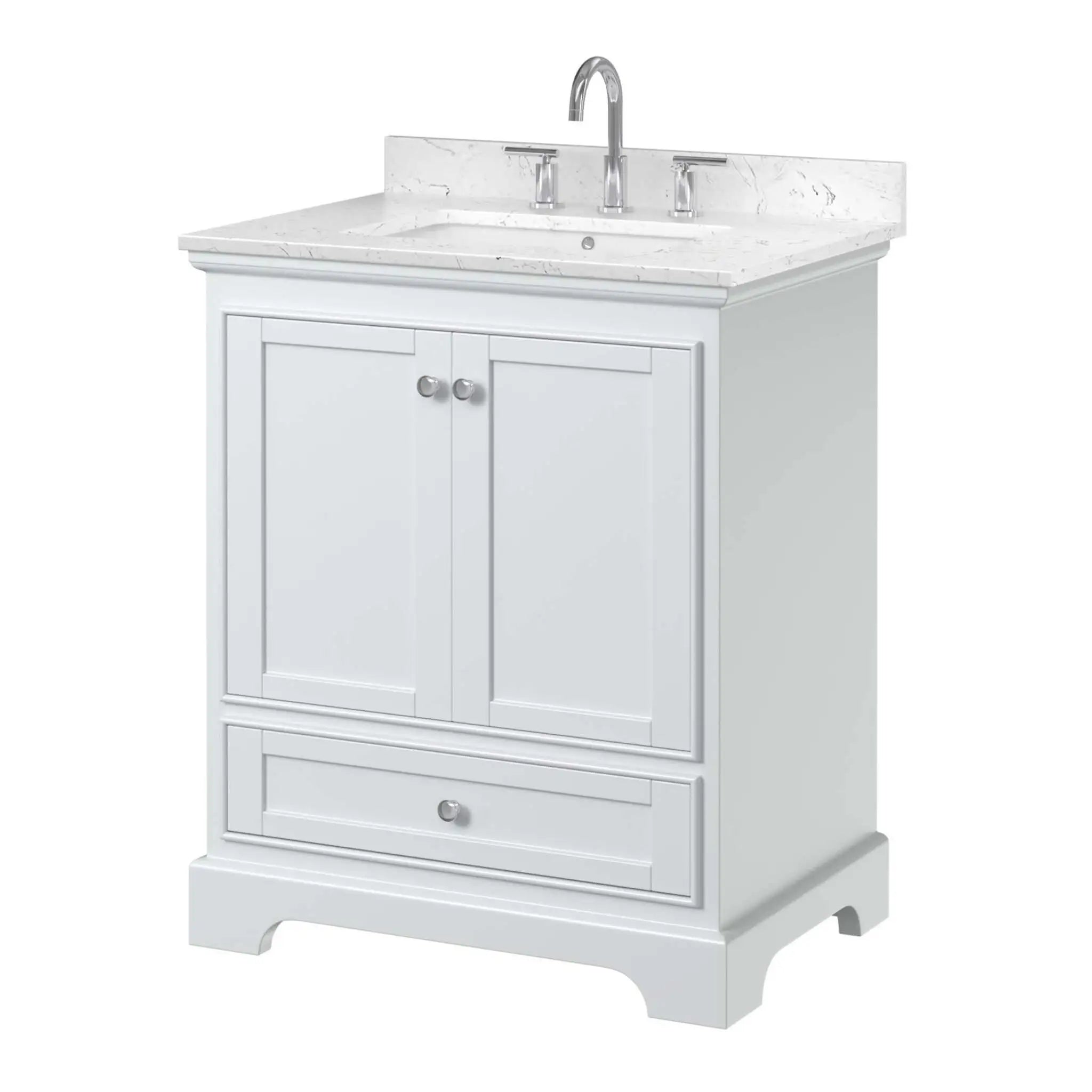 30" Deborah Single Bathroom Vanity in White with Polished Chrome Trim by Wyndham