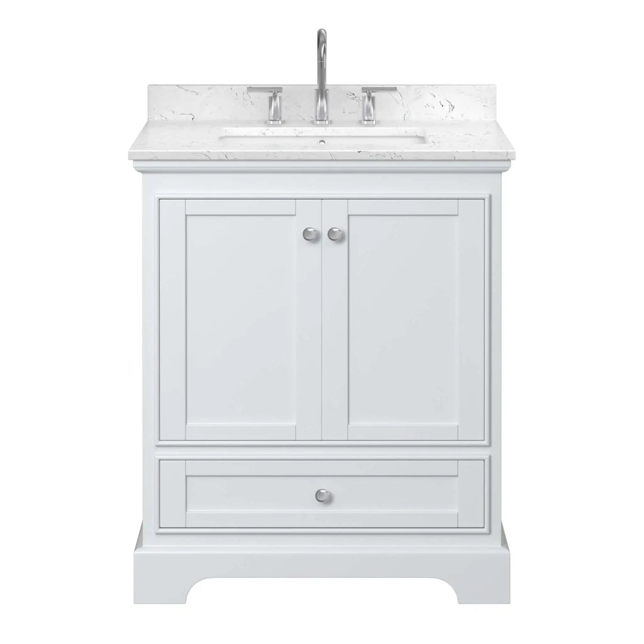 30" Deborah Single Bathroom Vanity in White with Polished Chrome Trim by Wyndham