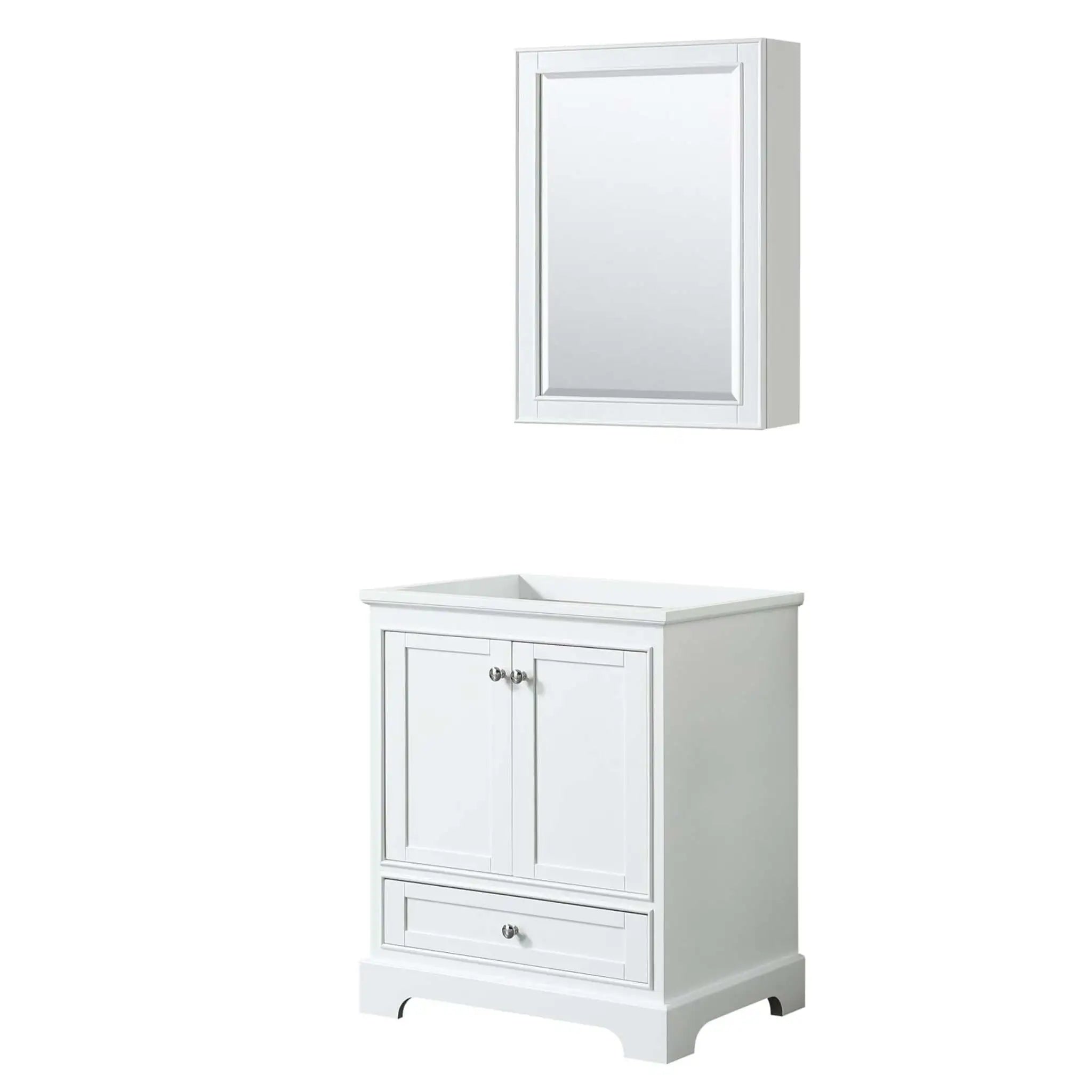 30" Deborah Single Bathroom Vanity in White with Polished Chrome Trim & Medicine Cabinet by Wyndham