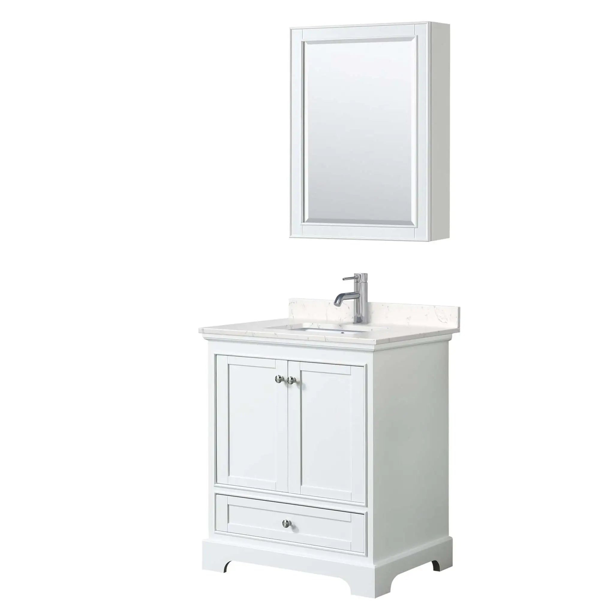 30" Deborah Single Bathroom Vanity in White with Polished Chrome Trim & Medicine Cabinet by Wyndham