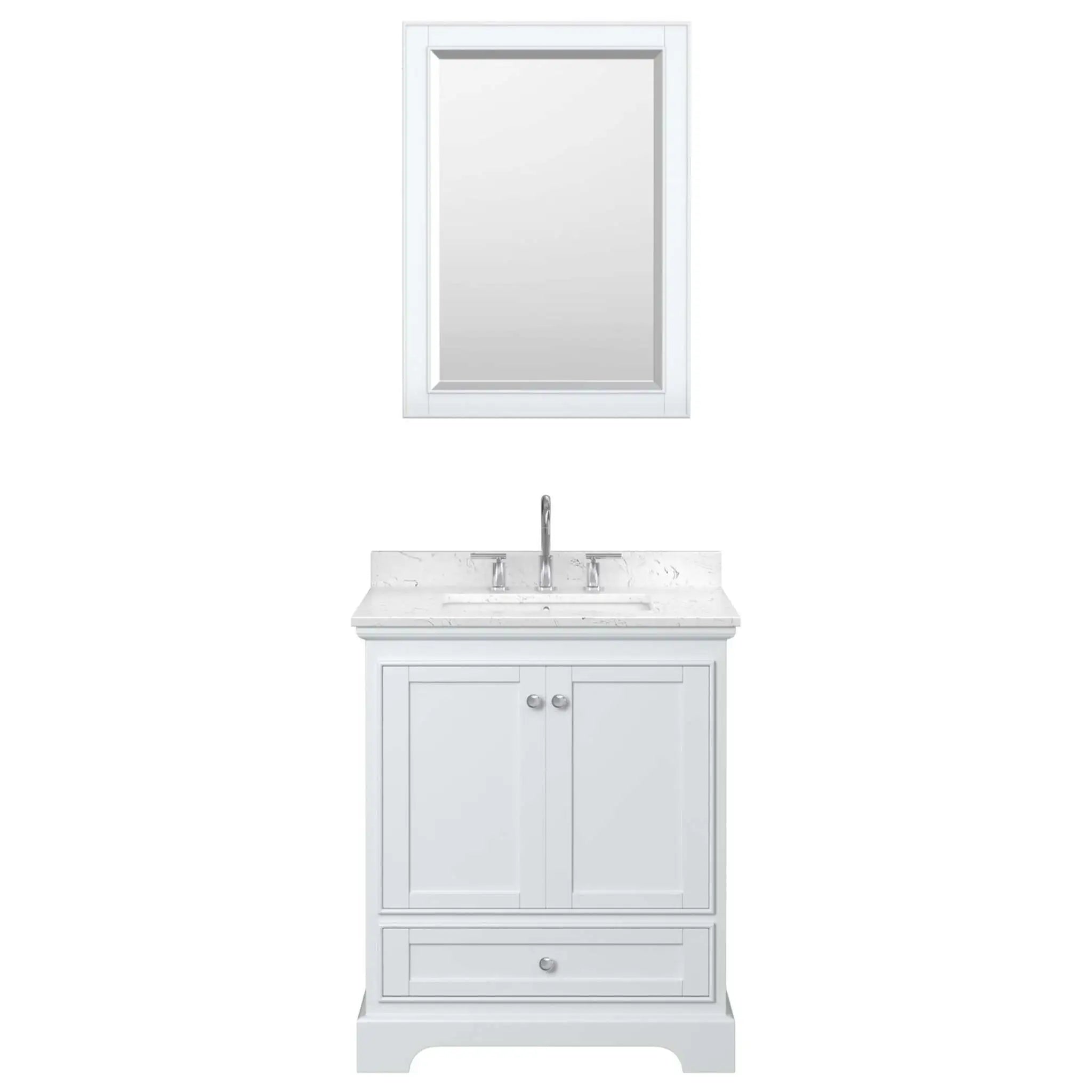 30" Deborah Single Bathroom Vanity in White with Polished Chrome Trim & Medicine Cabinet by Wyndham