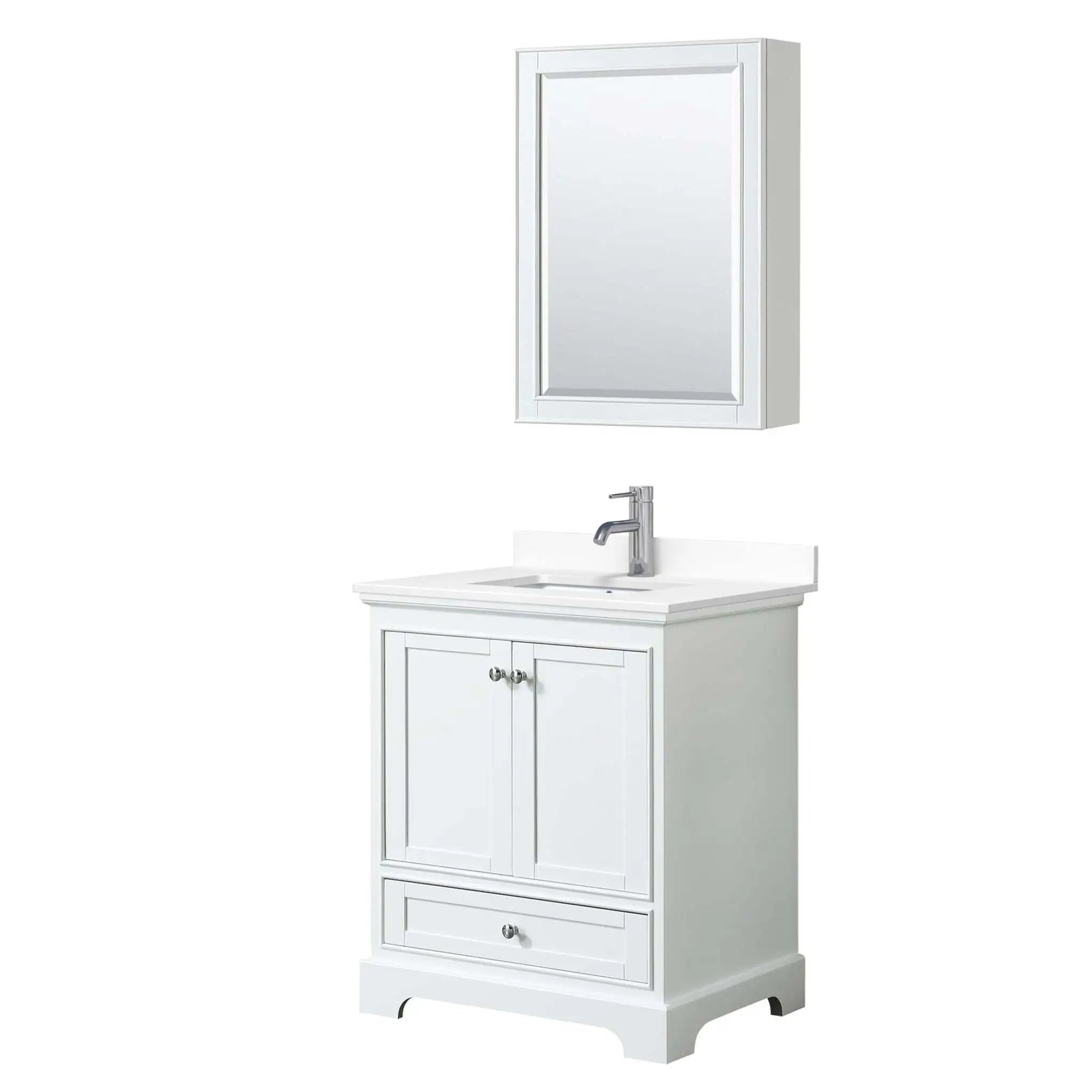 30" Deborah Single Bathroom Vanity in White with Polished Chrome Trim & Medicine Cabinet by Wyndham
