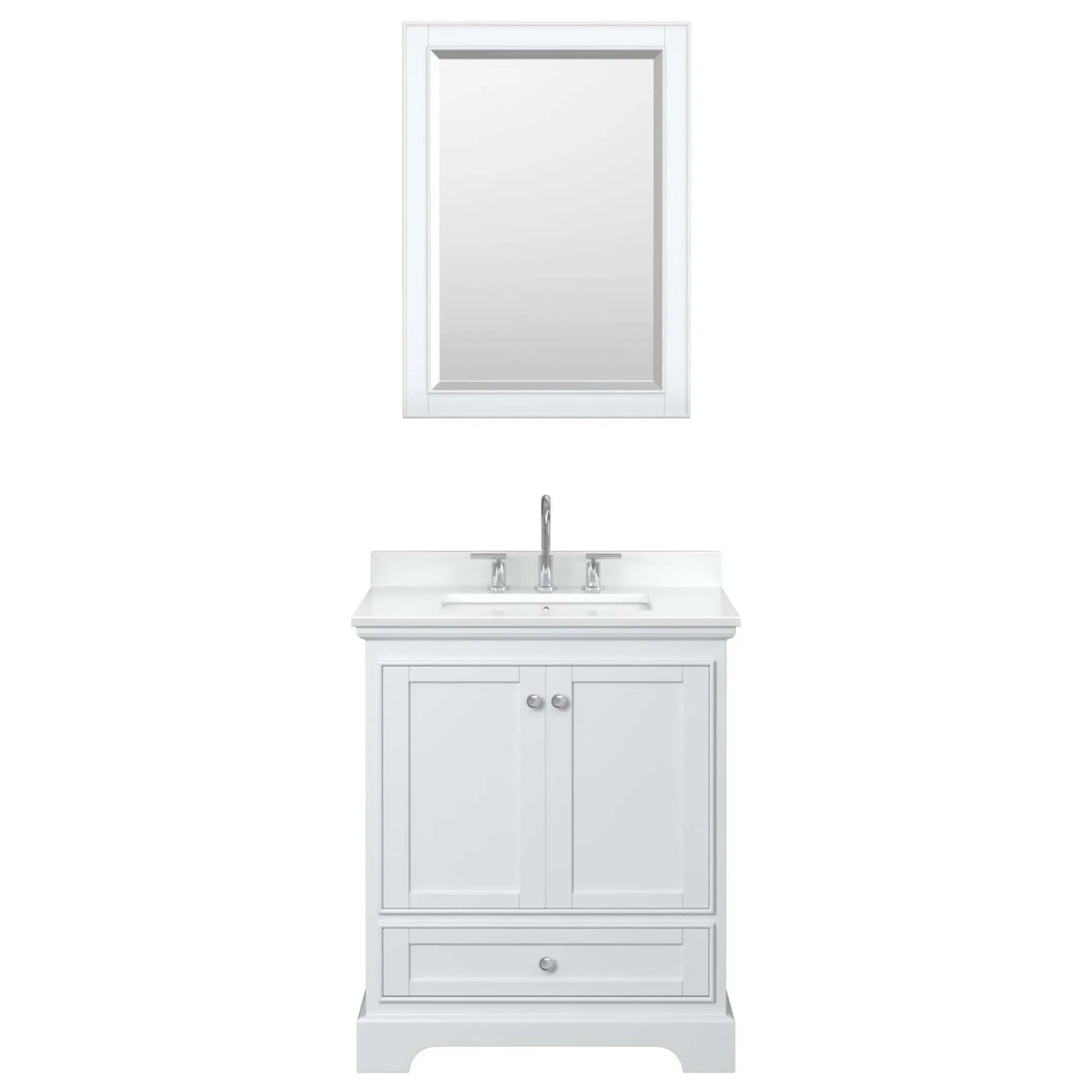 30" Deborah Single Bathroom Vanity in White with Polished Chrome Trim & Medicine Cabinet by Wyndham