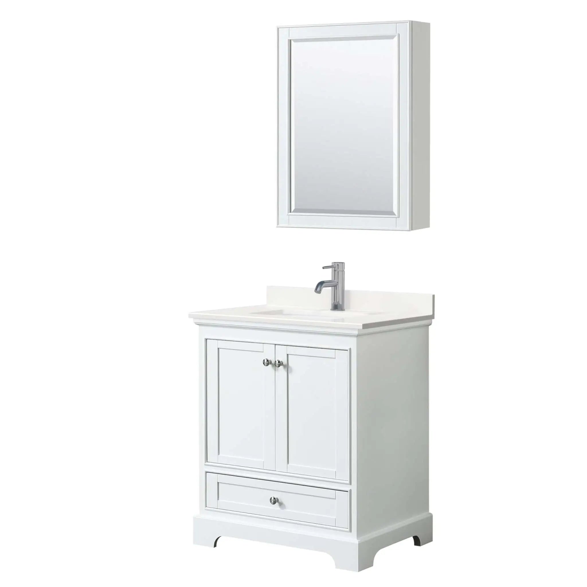 30" Deborah Single Bathroom Vanity in White with Polished Chrome Trim & Medicine Cabinet by Wyndham