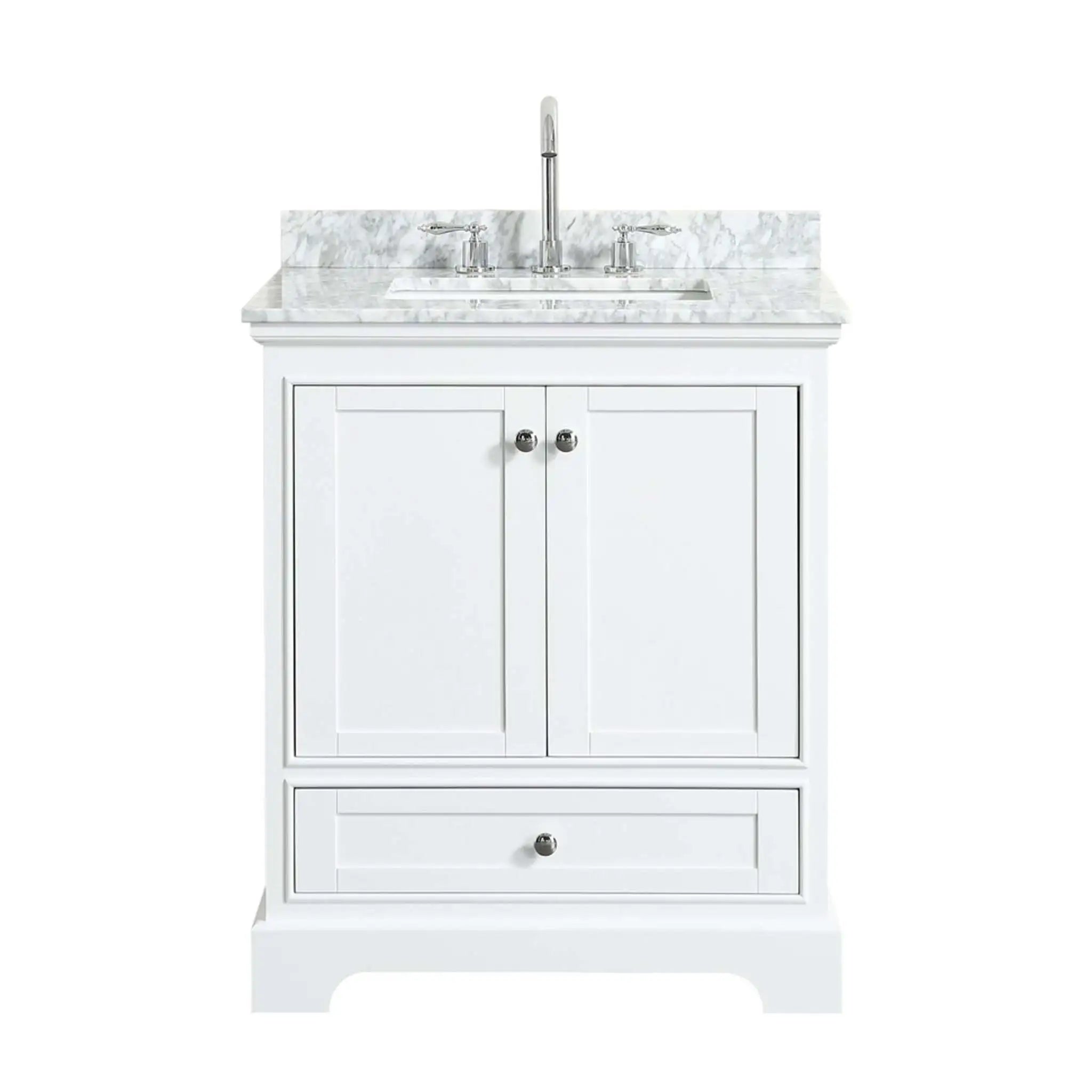 30" Deborah Single Bathroom Vanity in White with Polished Chrome Trim by Wyndham