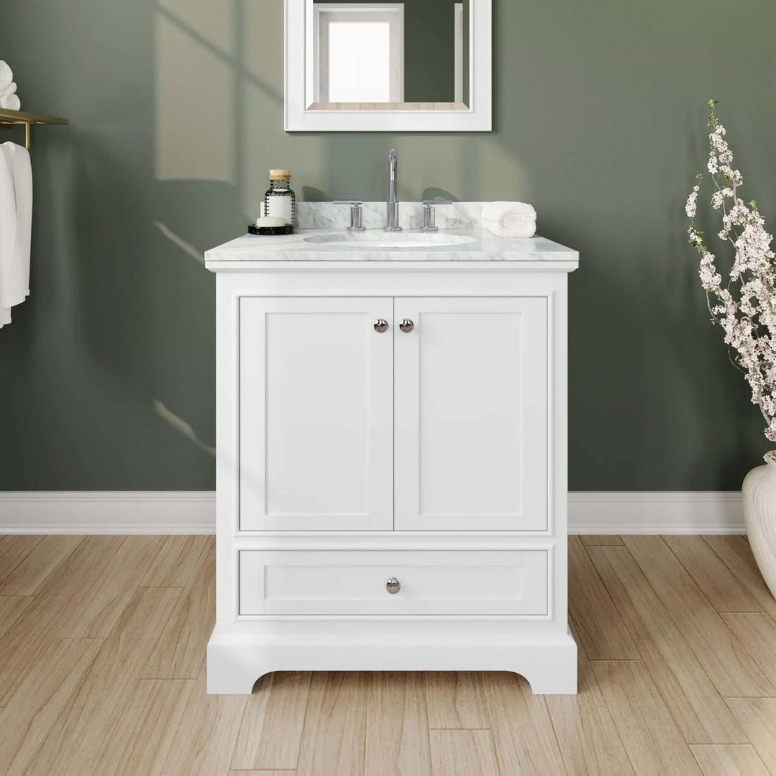 30" Deborah Single Bathroom Vanity in White with Polished Chrome Trim by Wyndham